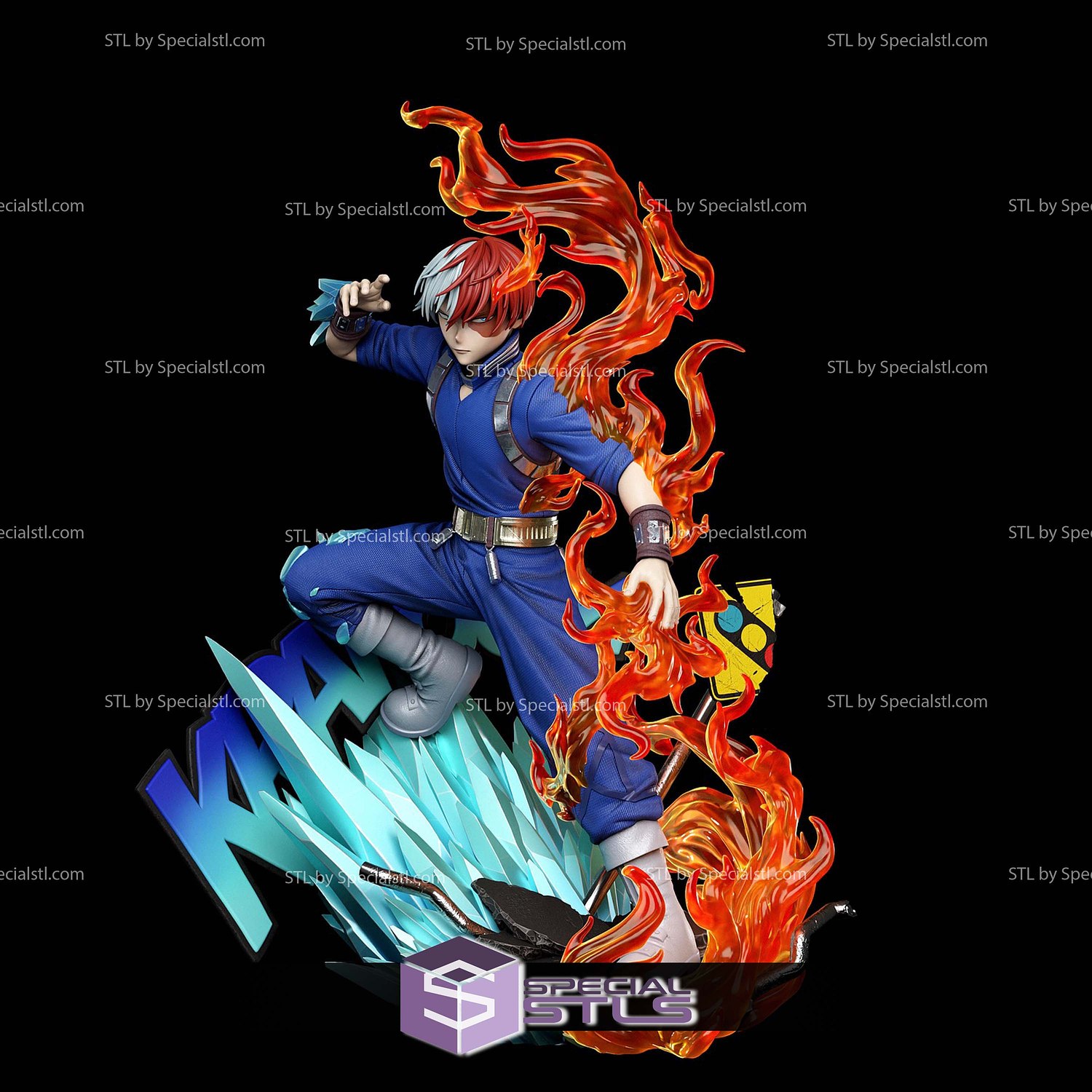 Shoto Todoroki Ice and Fire V2 3D Printer Files STL Model — view 2