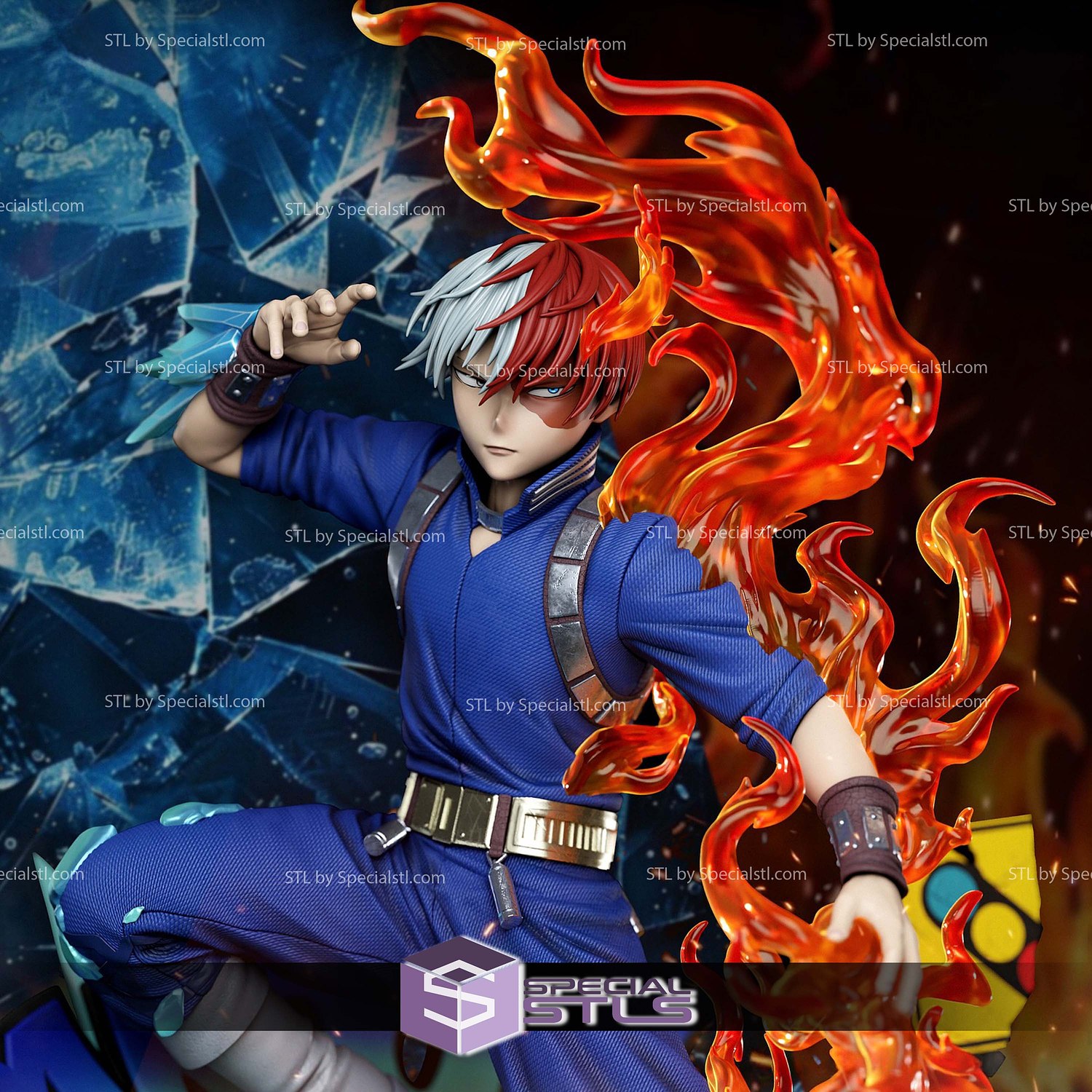 Shoto Todoroki Ice and Fire V2 3D Printer Files STL Model — view 3