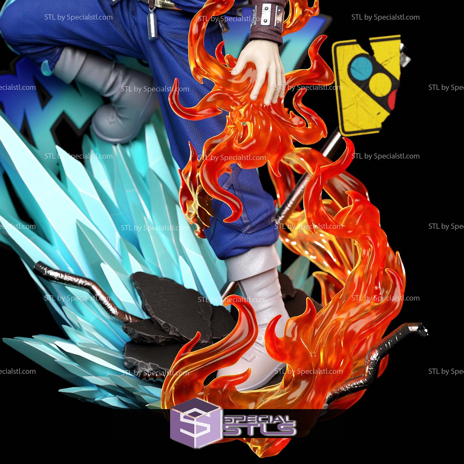 Shoto Todoroki Ice and Fire V2 3D Printer Files STL Model — view 4