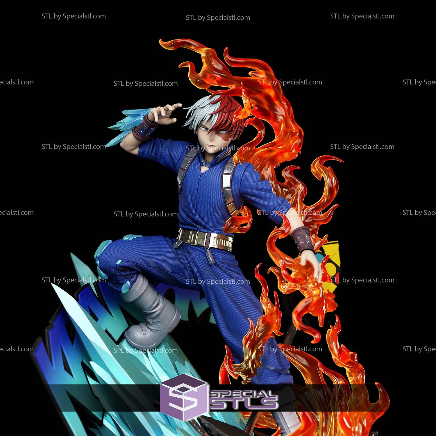 Shoto Todoroki Ice and Fire V2 3D Printer Files STL Model — view 5