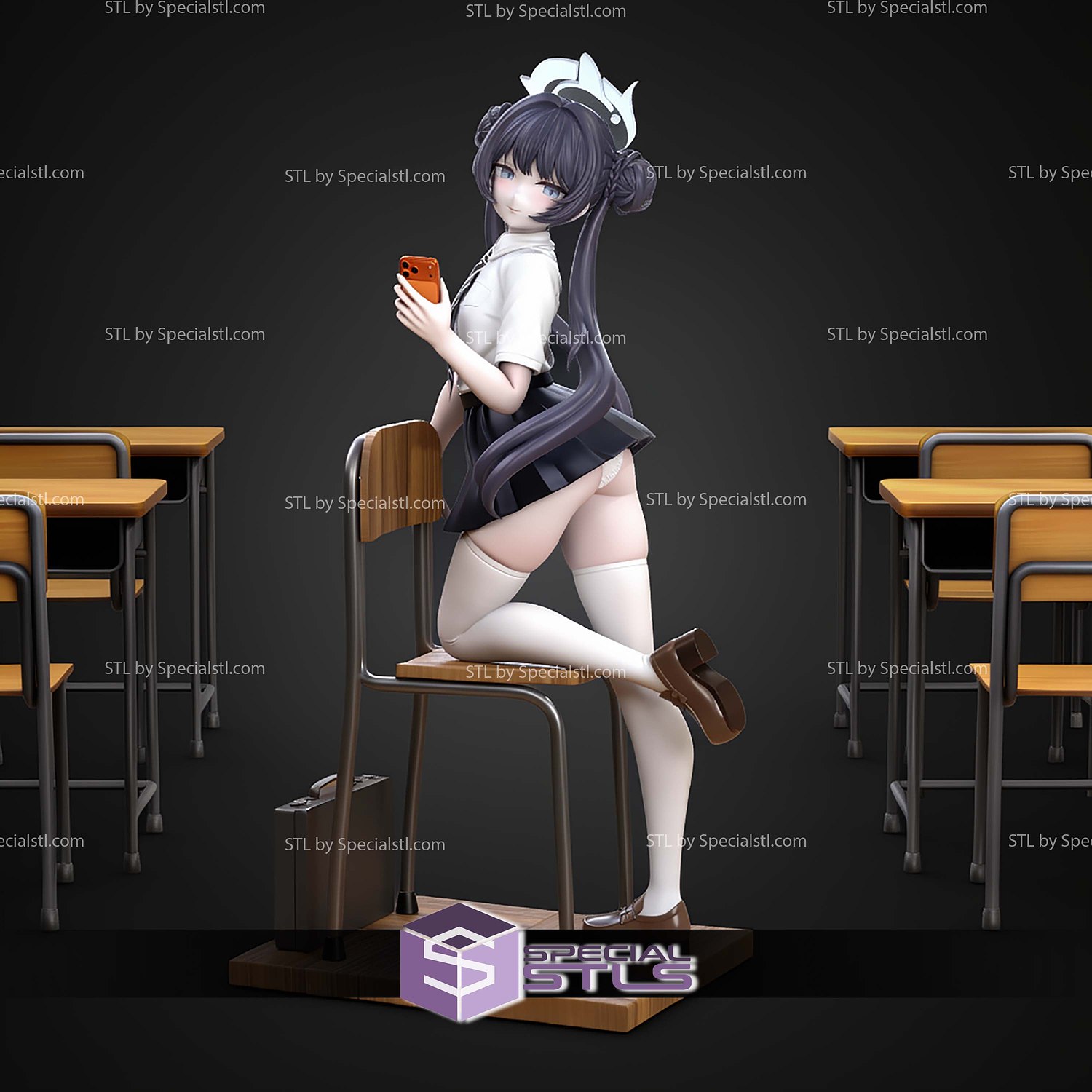 Kisaki Blue Archive School Outfit STL Files 3D Model — view 3