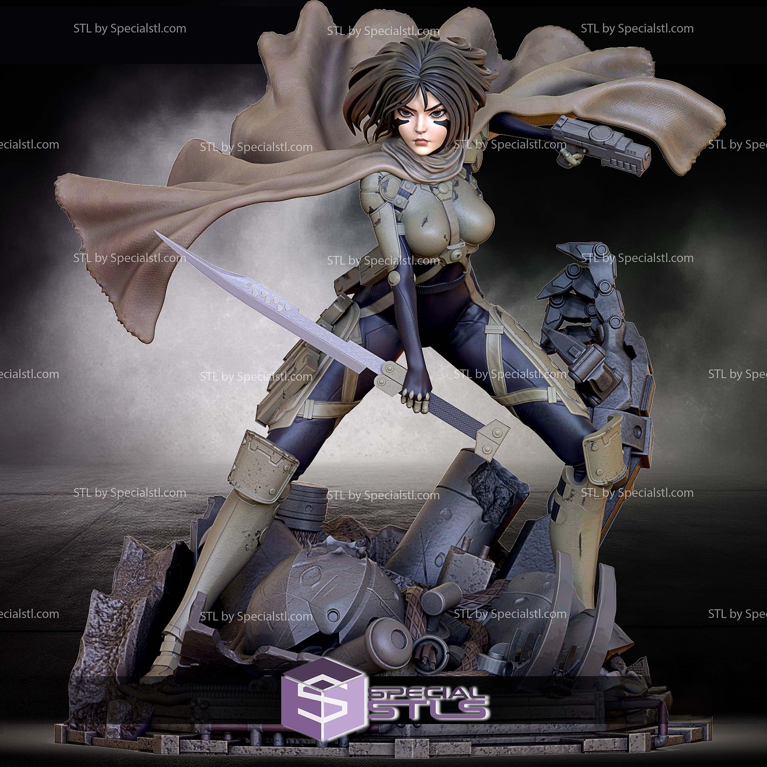 Alita Battle Angel Armor Sculptures 3D Printing STL Model — view 2