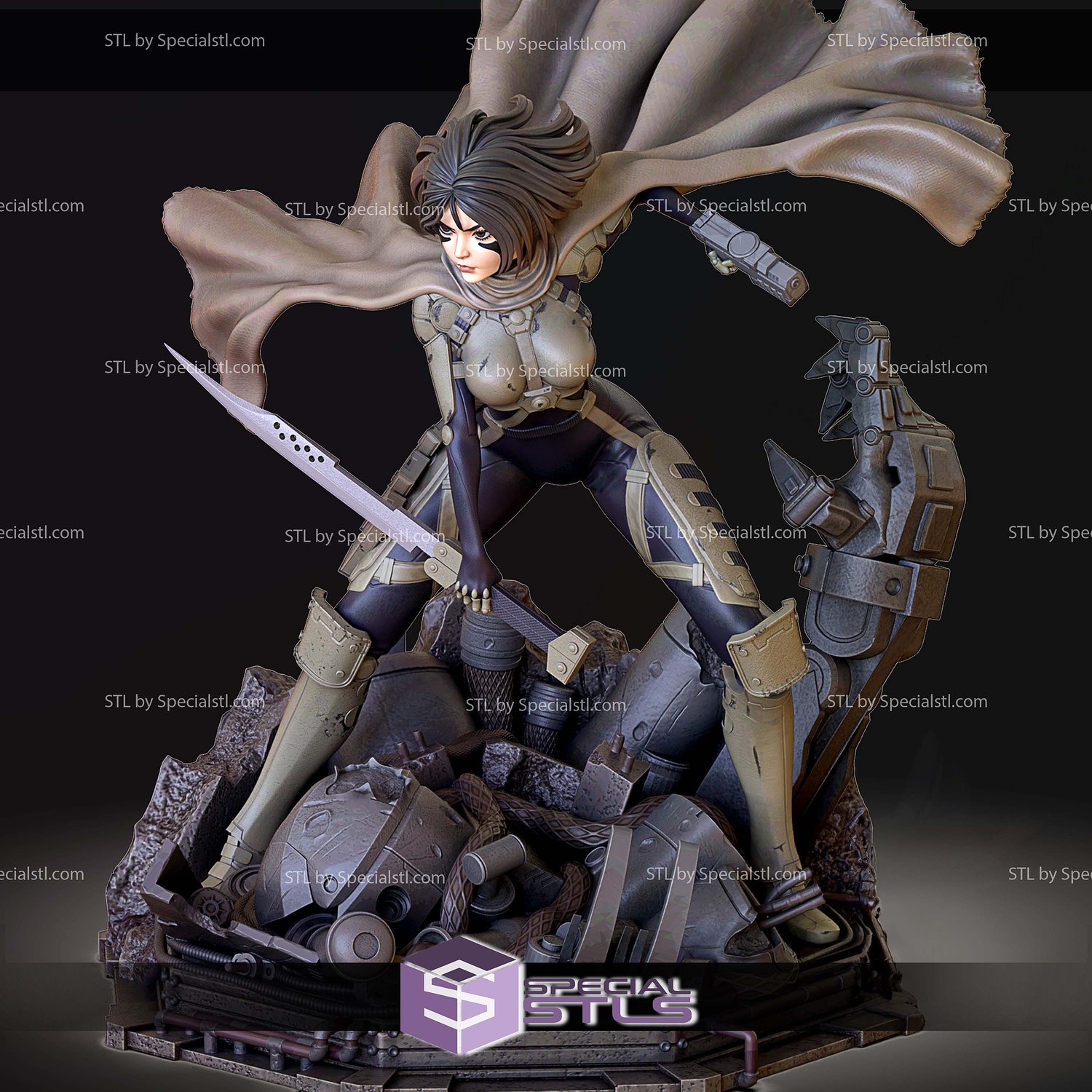 Alita Battle Angel Armor Sculptures 3D Printing STL Model — view 3