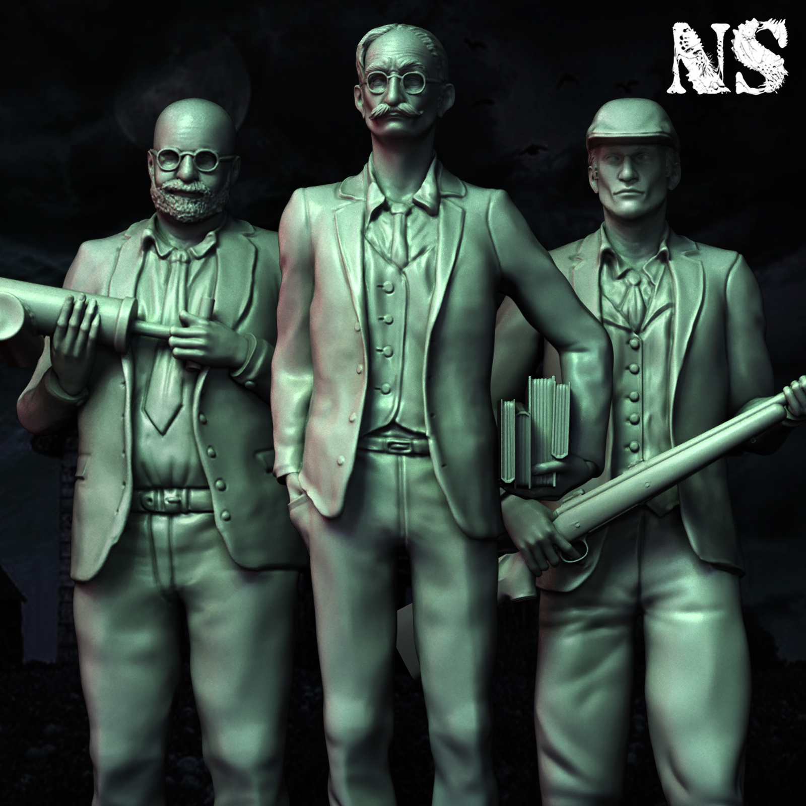 Investigators x3 - Henry Armitage - Francis Morgan - Warren Rice 3D STL Model — view 2