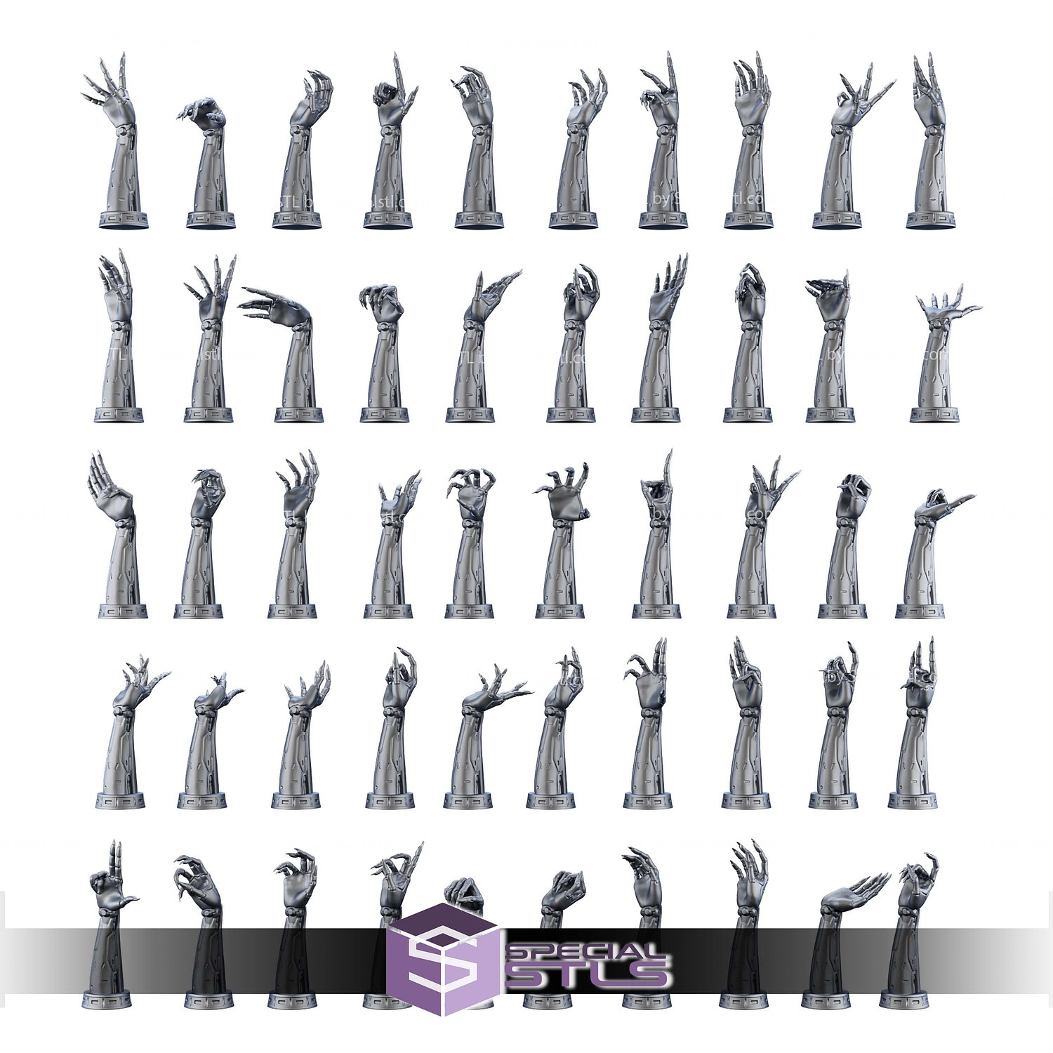 100 Different Cyberpunk Robotic Hands STL Files 3D Model — view 2
