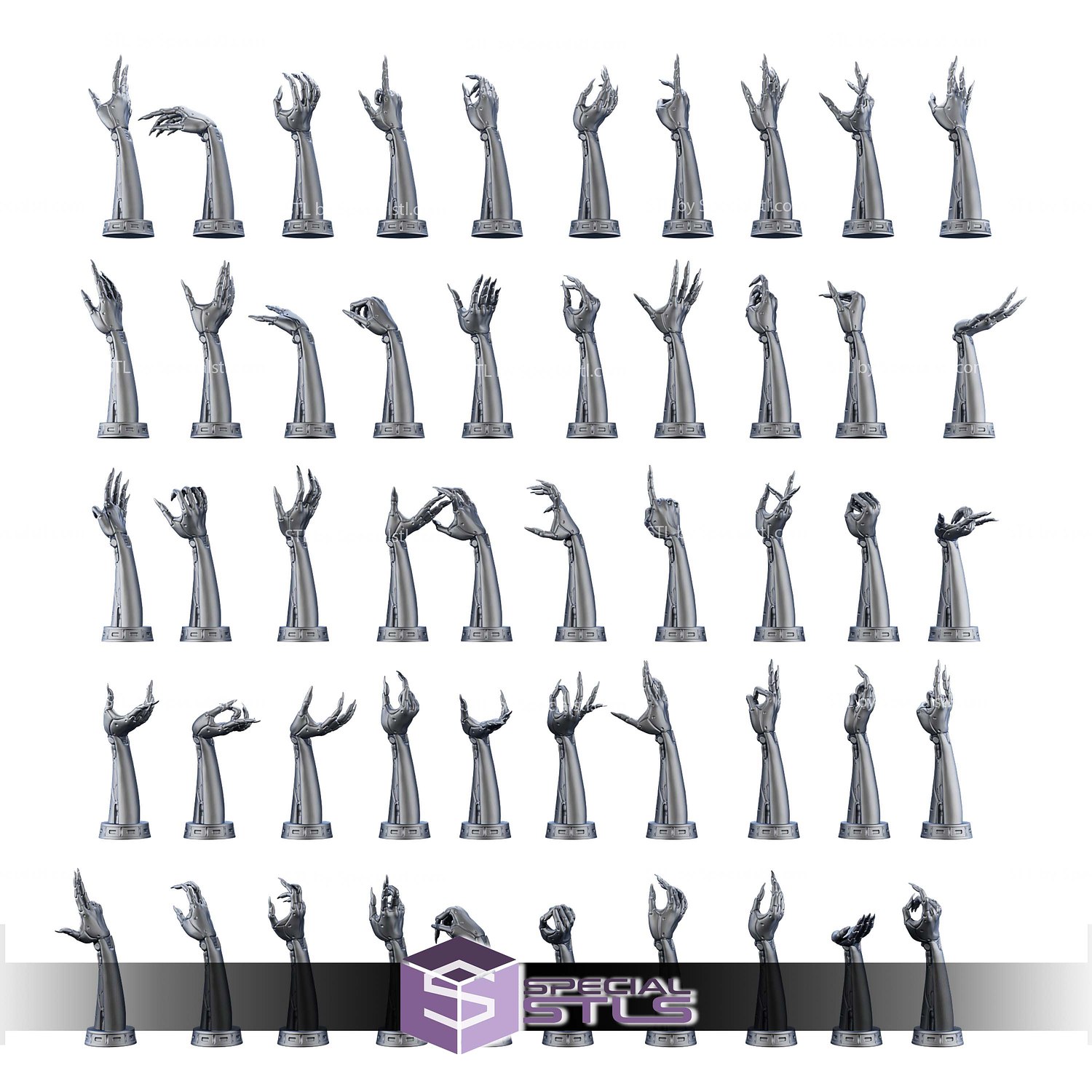 100 Different Cyberpunk Robotic Hands STL Files 3D Model — view 4