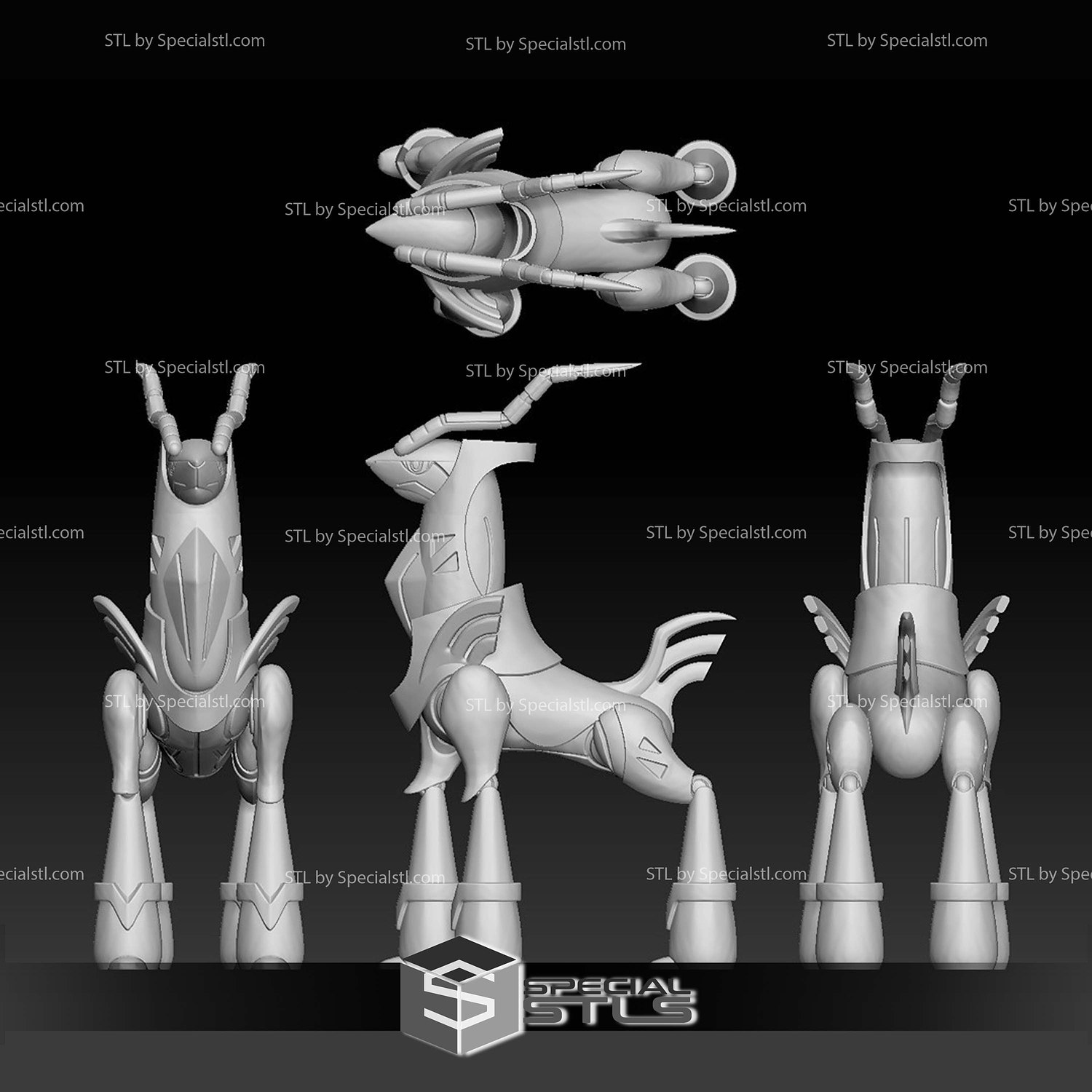Pokemon STL Collection Paradox Future Cobalion Iron Crown 3D Model — view 2