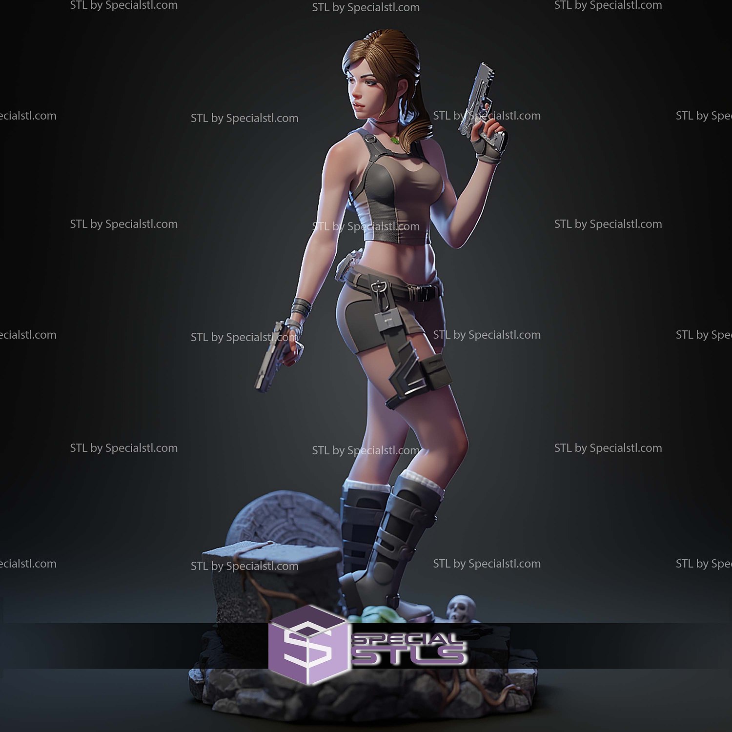 Lara Croft Treasure Hunter STL Files 3D Model — view 2