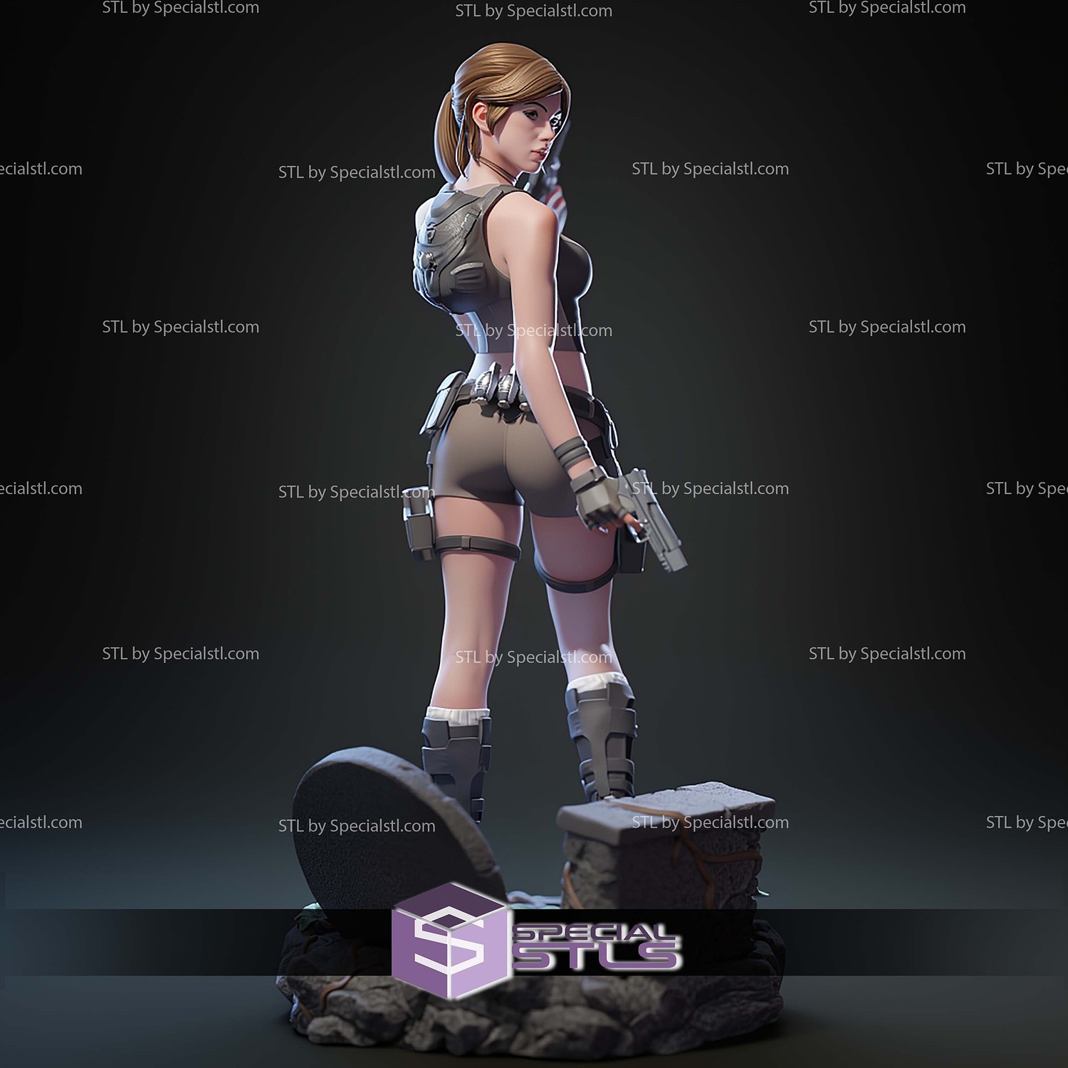 Lara Croft Treasure Hunter STL Files 3D Model — view 4
