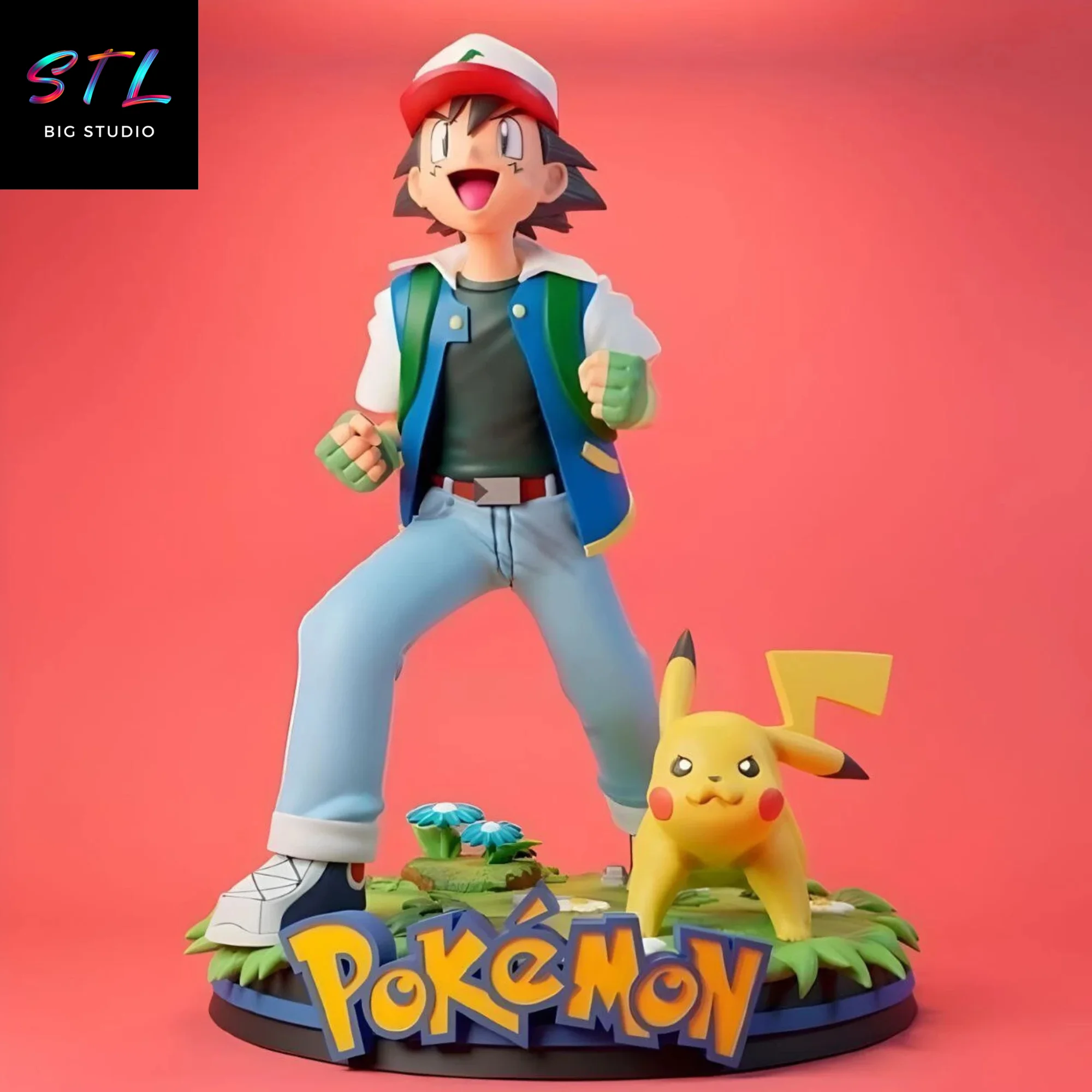 Ash and Pikachu STL Figure | Pokémon | 3D Printable Model Model