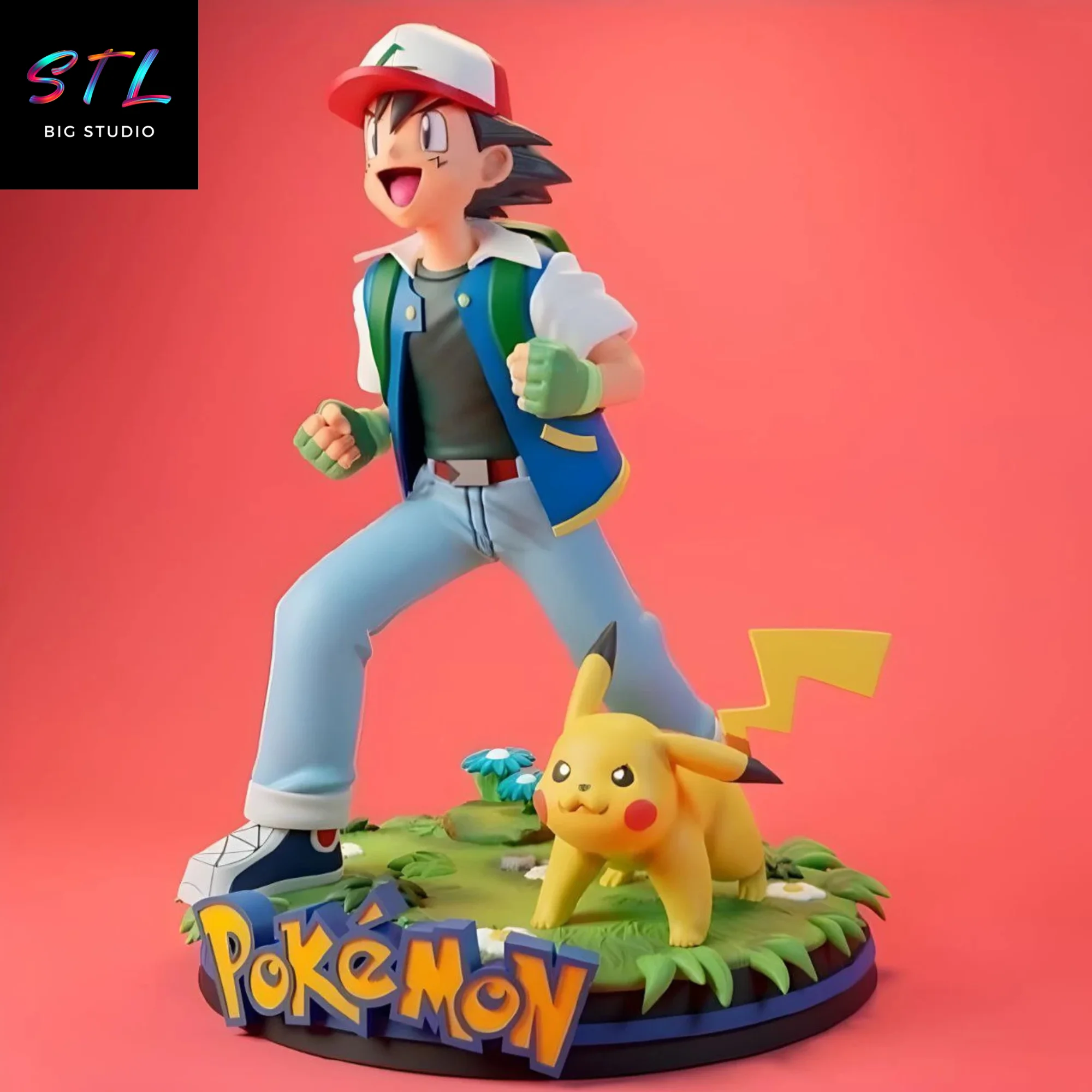 Ash and Pikachu STL Figure | Pokémon | 3D Printable Model Model — view 2