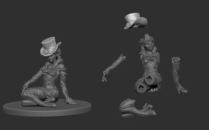 Steampunk Girl 3D print model STL Model