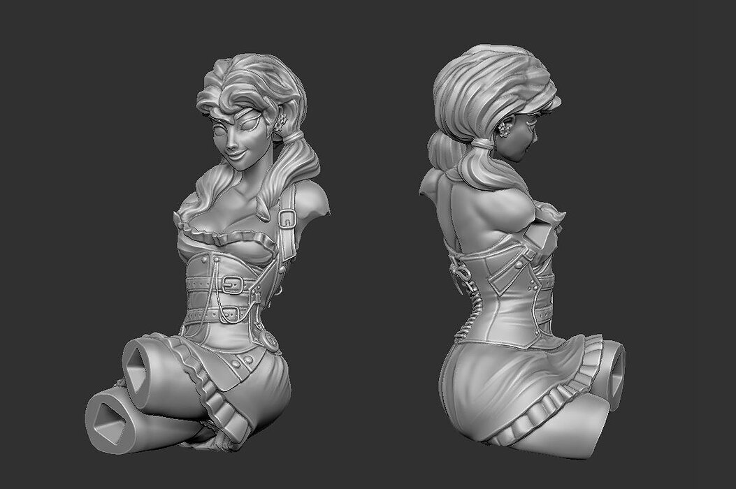 Steampunk Girl 3D print model STL Model — view 3