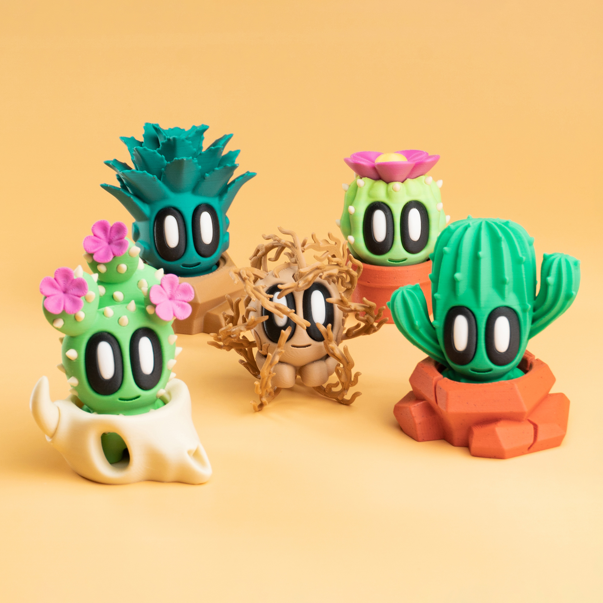 Blob Plants - Desert Series - Mini Plant Collectible Art Toy with Skull Container 3D 3MF Model