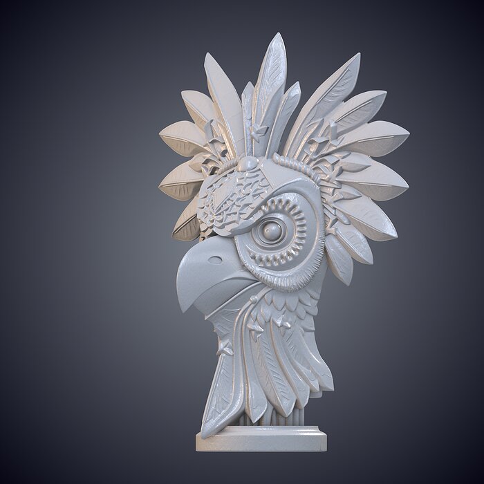 Stylized Owl Chief Totem Bust Statue PM-951 3D BLEND Model — view 4