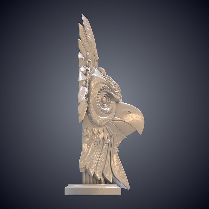 Stylized Owl Chief Totem Bust Statue PM-951 3D BLEND Model — view 6