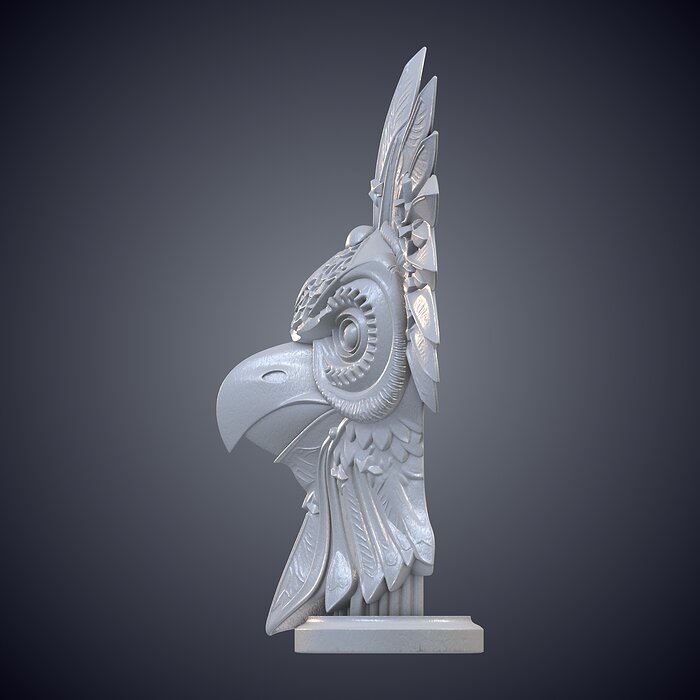 Stylized Owl Chief Totem Bust Statue PM-951 3D BLEND Model — view 7