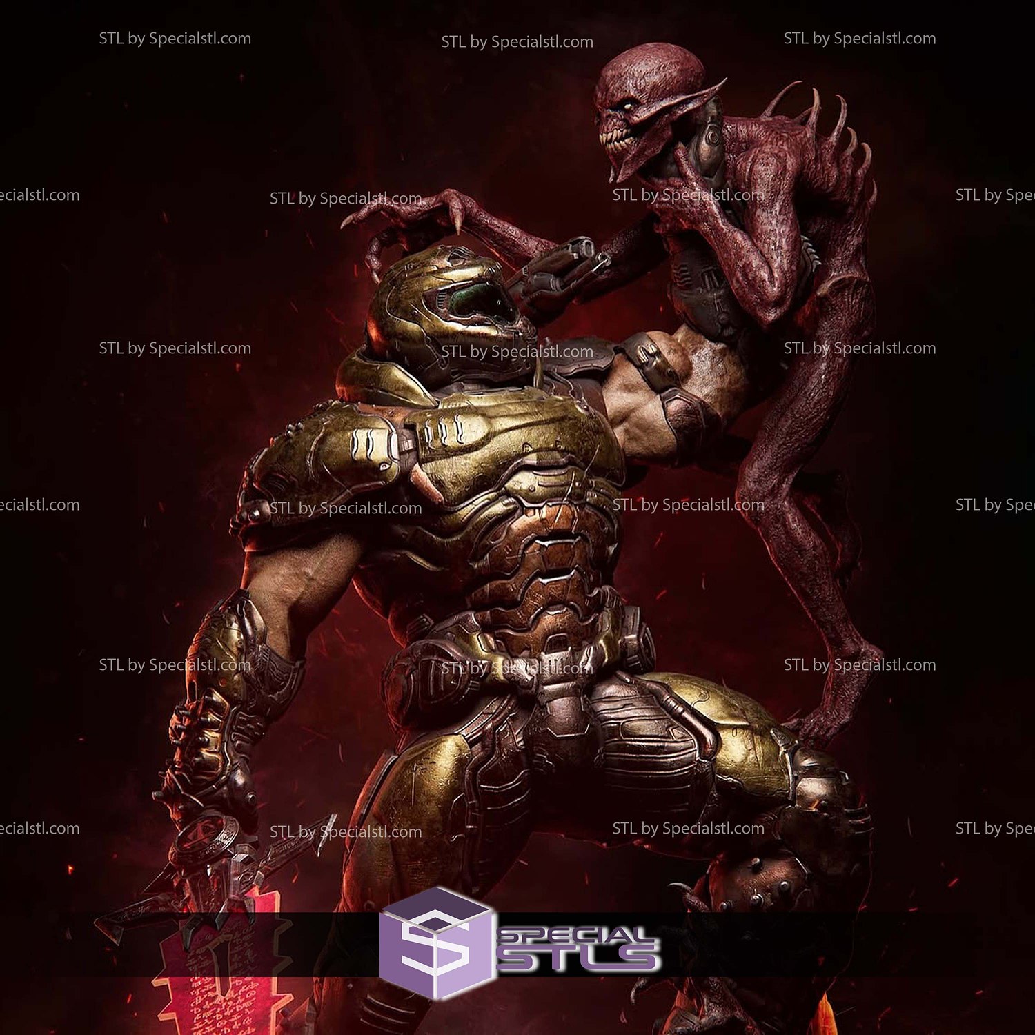 Doomslayer Diorama 2025 STL Files 3D Model — view 4