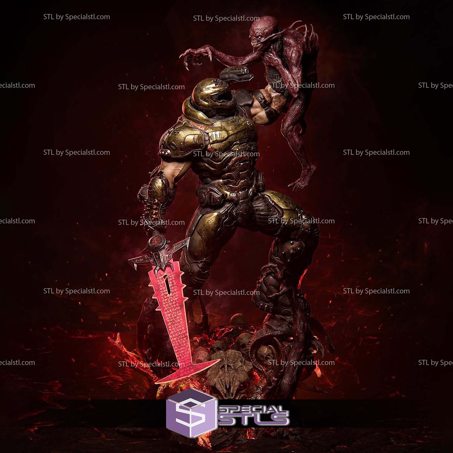 Doomslayer Diorama 2025 STL Files 3D Model — view 5