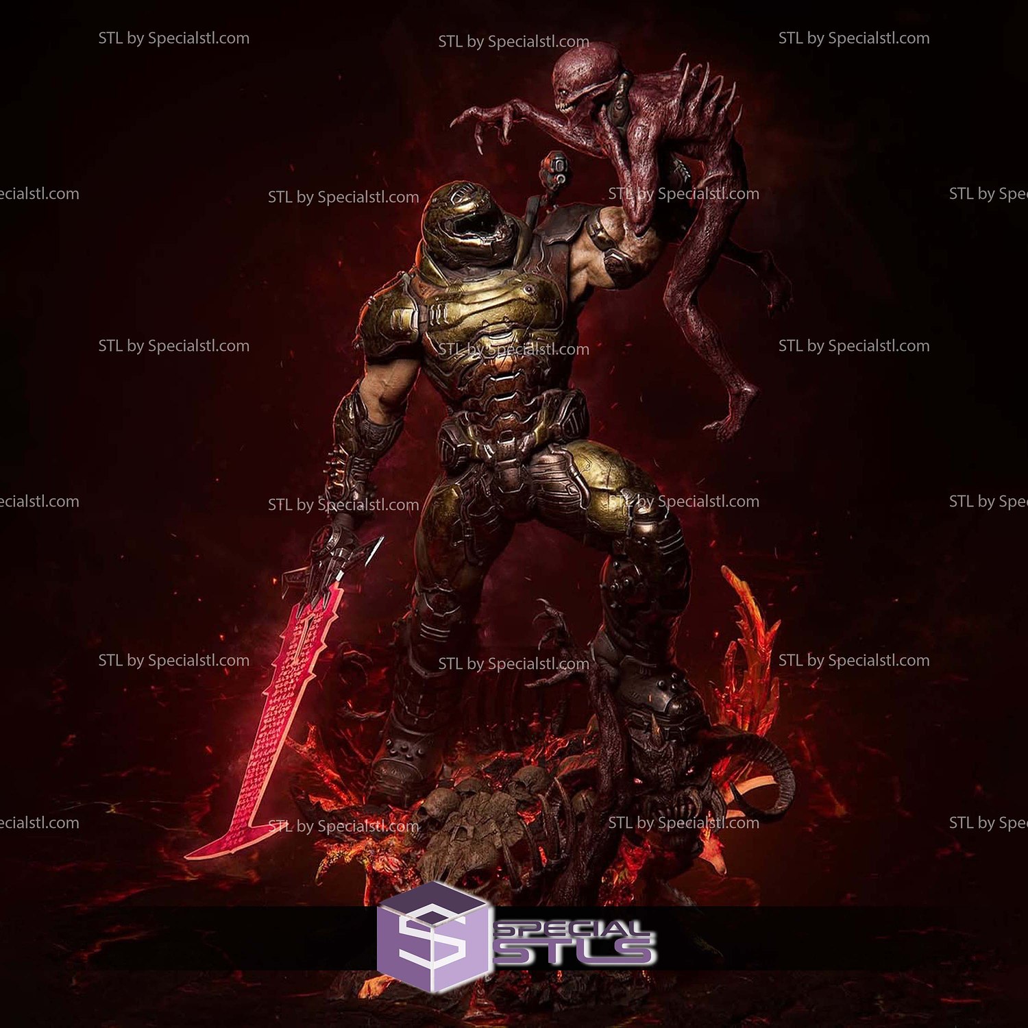 Doomslayer Diorama 2025 STL Files 3D Model — view 8