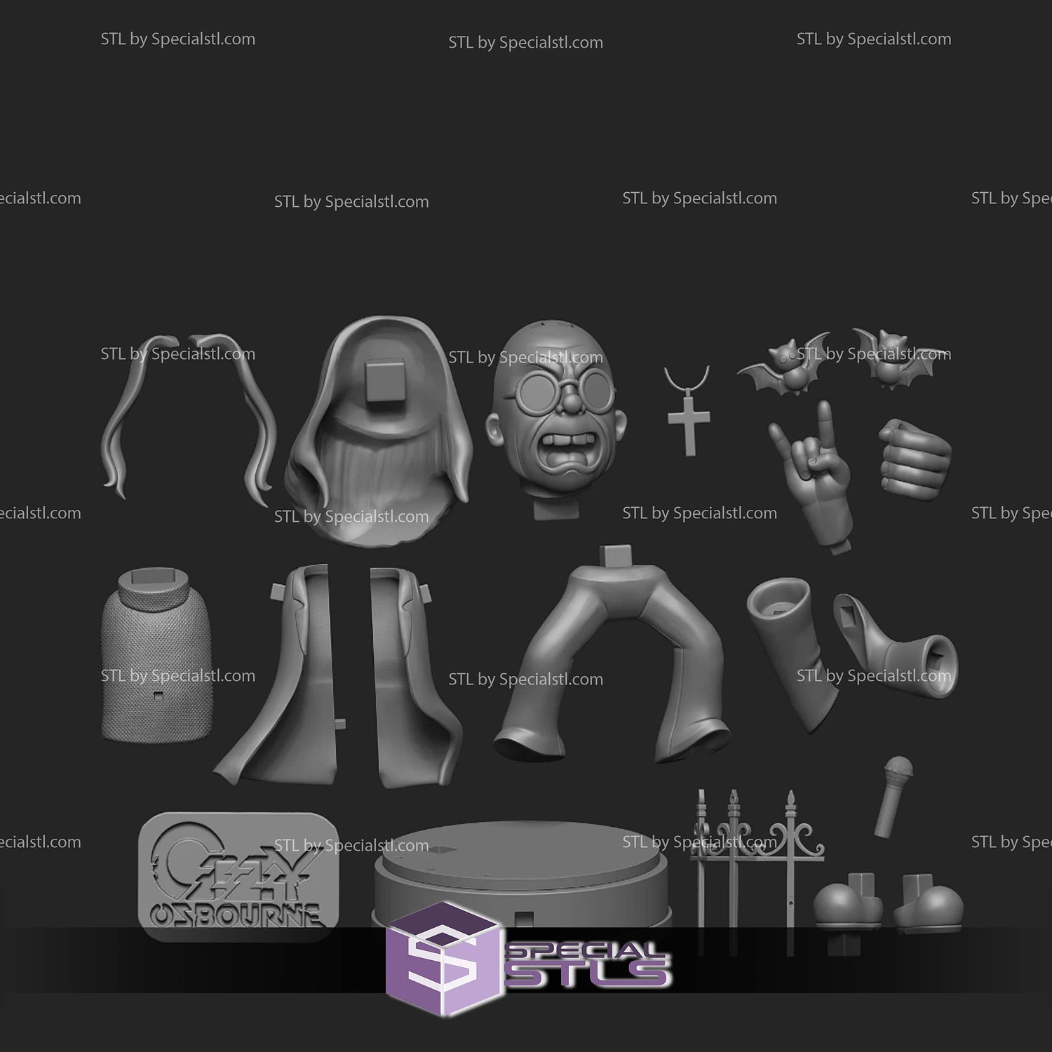 Ozzy Osbourne Chibi 3D Printer Files STL Model — view 3