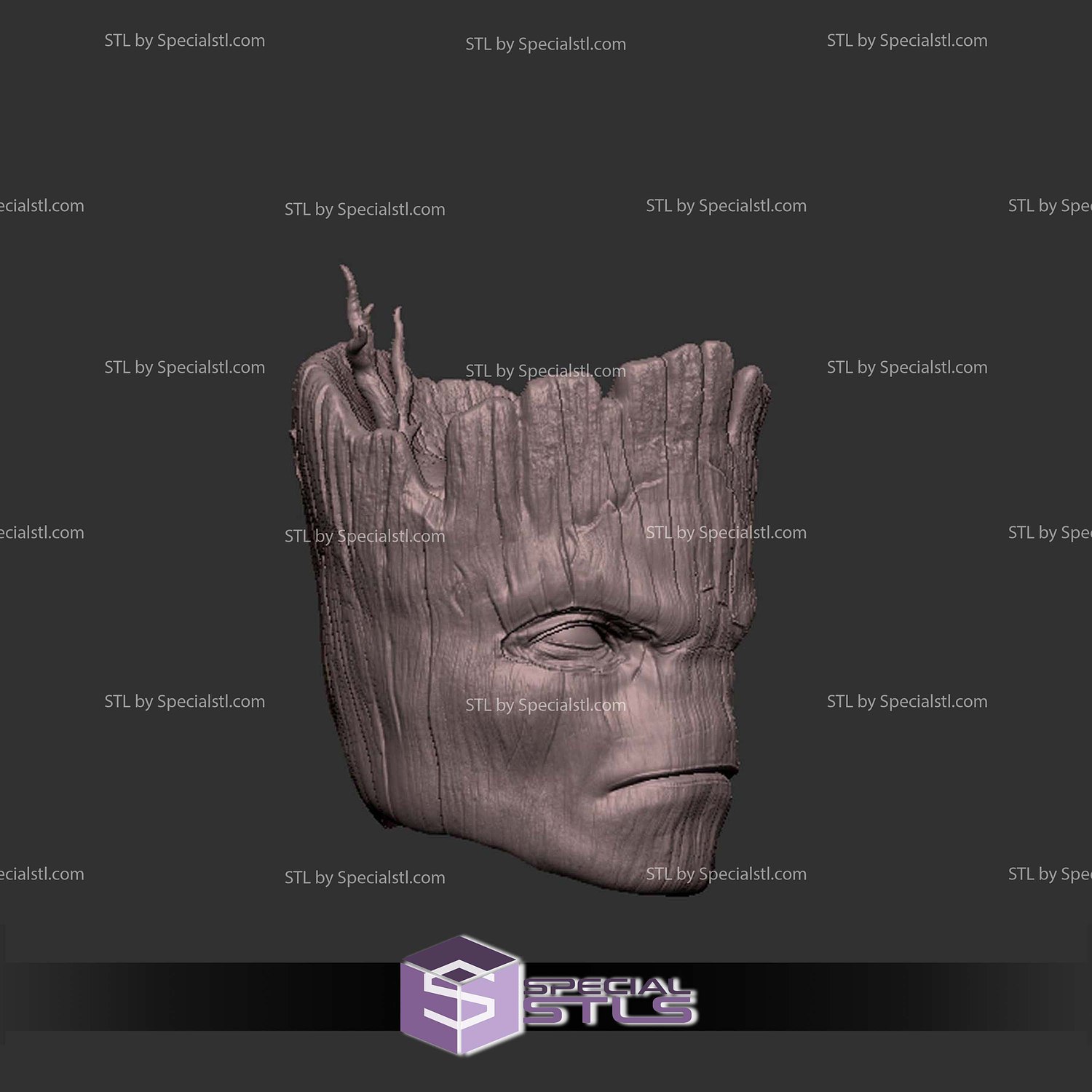 Custom Head STL Groot Angry 3D Model — view 2