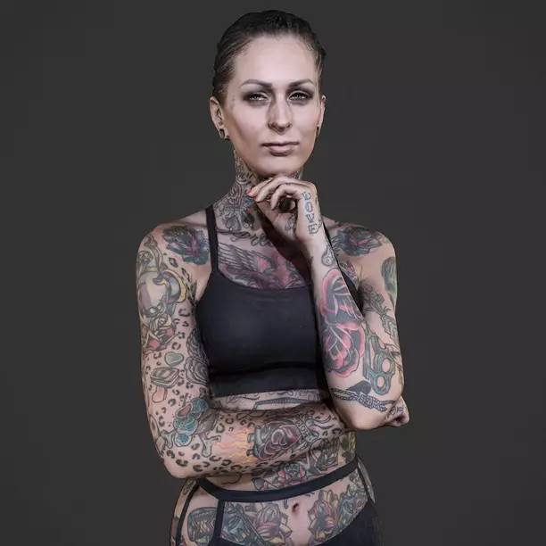 Tattoo Model 1 woman with tattoos 3D OBJ Model