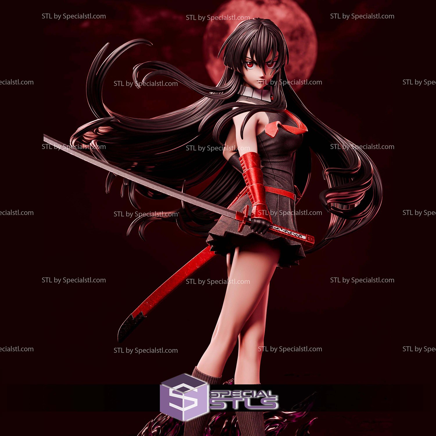 Akame Akame Ga Kill Red 1-6 STL Files 3D Model — view 2