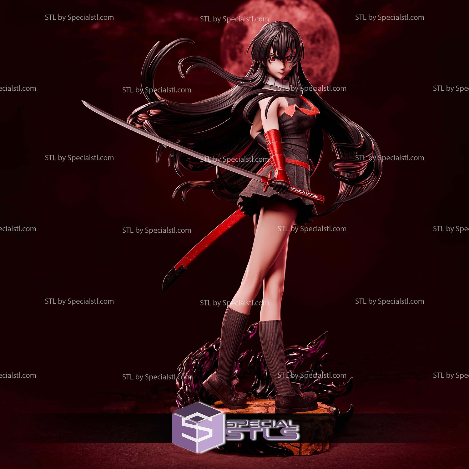 Akame Akame Ga Kill Red 1-6 STL Files 3D Model — view 3
