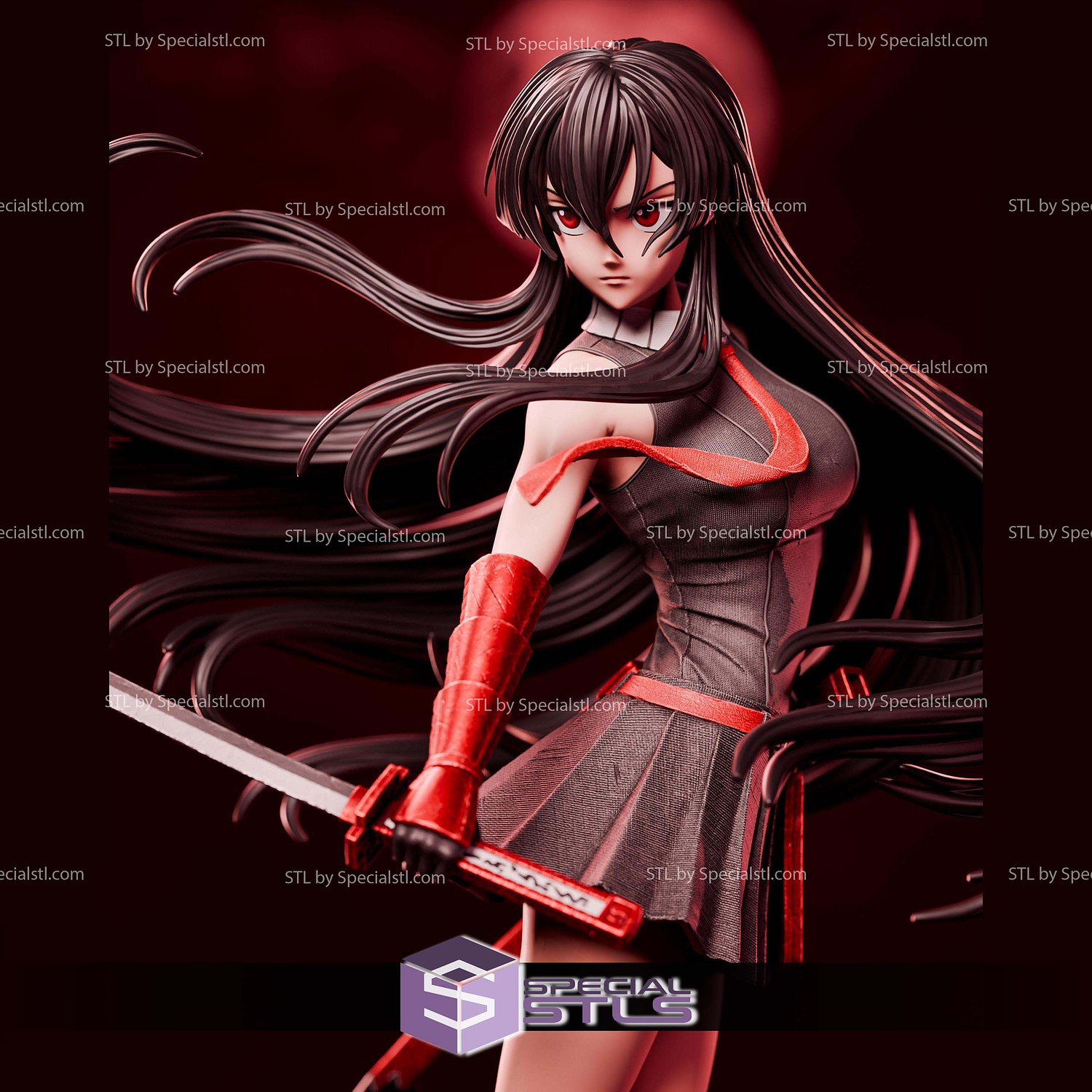 Akame Akame Ga Kill Red 1-6 STL Files 3D Model — view 5