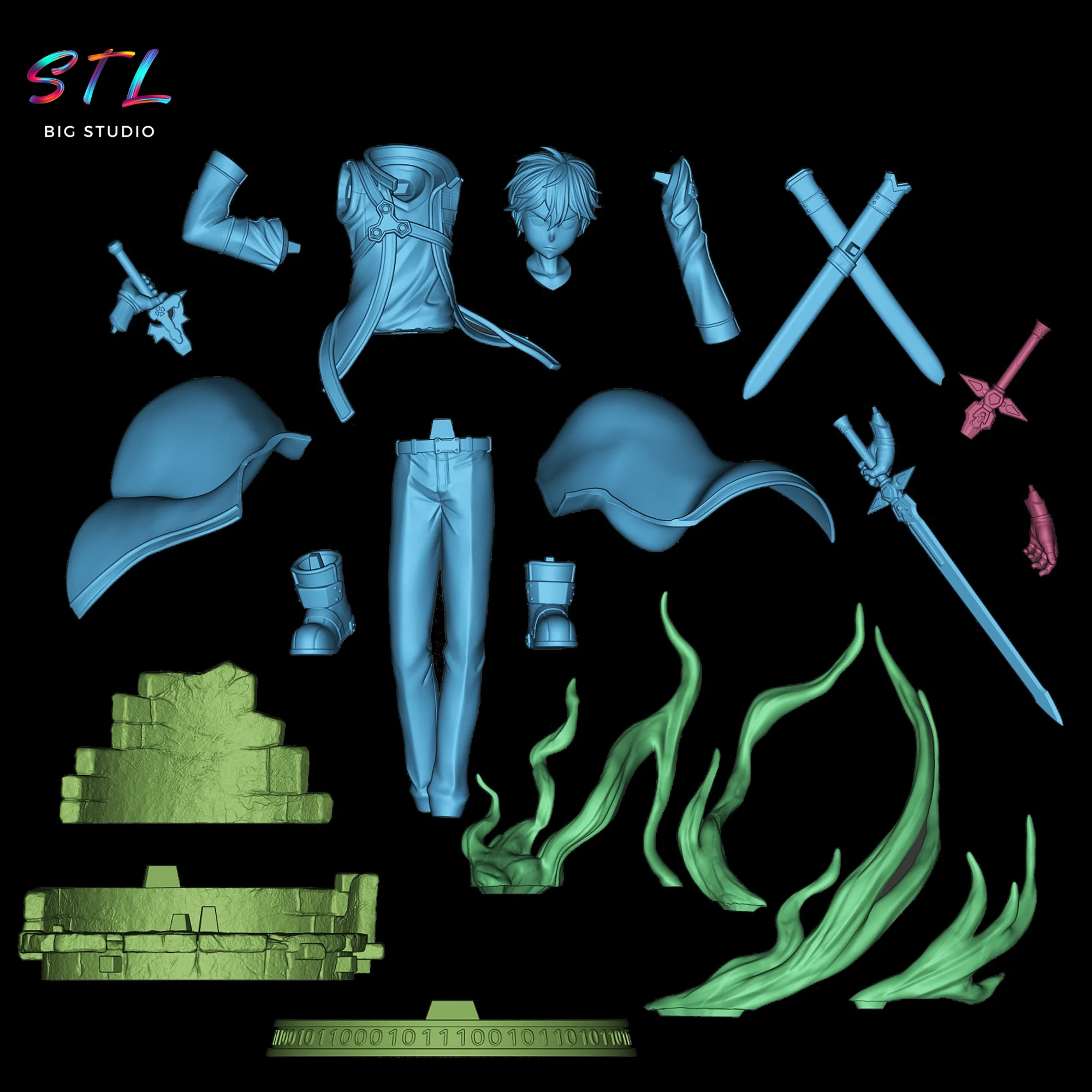 Kirito STL | Sword Art Online | 3D Printable Figure Model — view 6