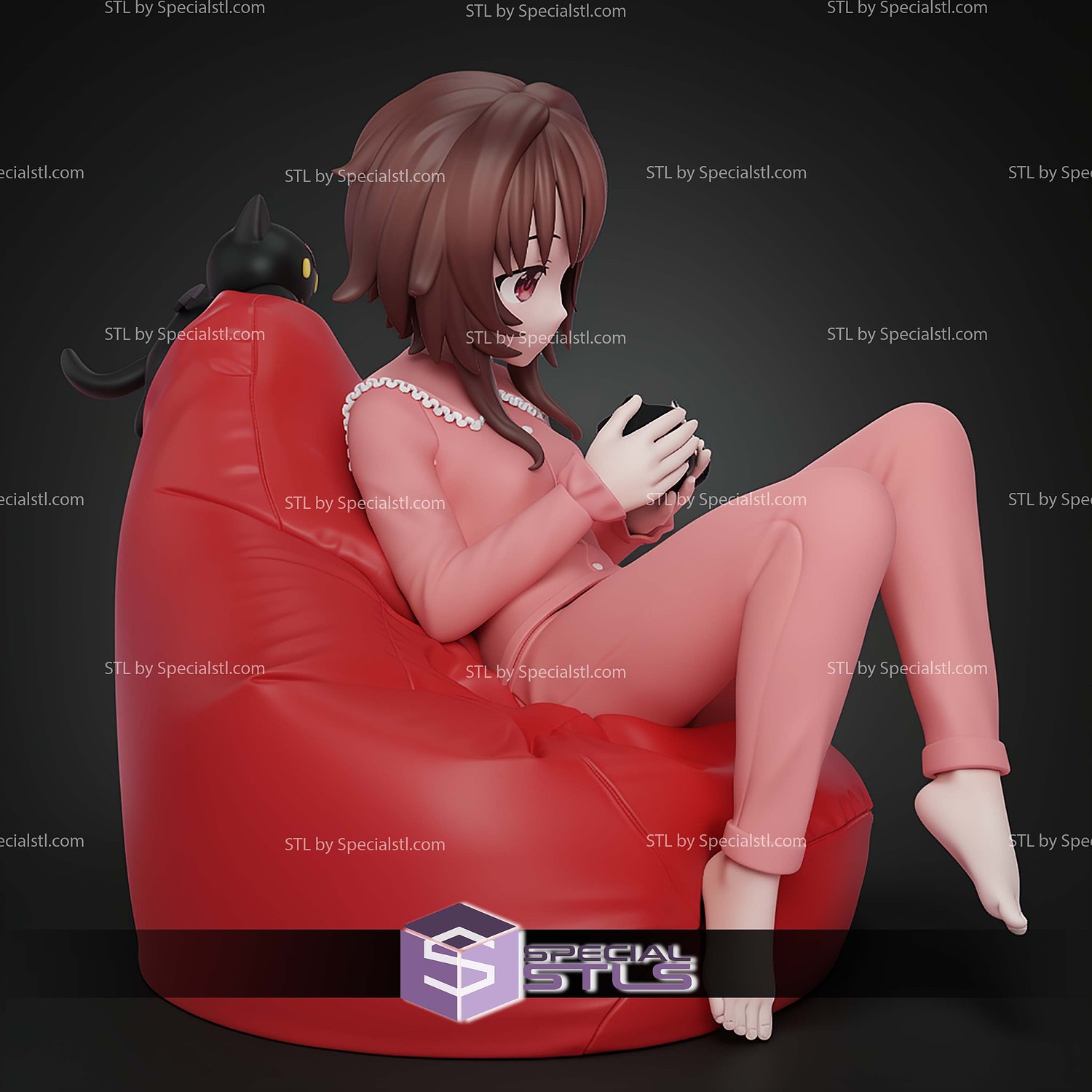 Casual Megumin Konosuba 129mm STL Files 3D Model — view 5