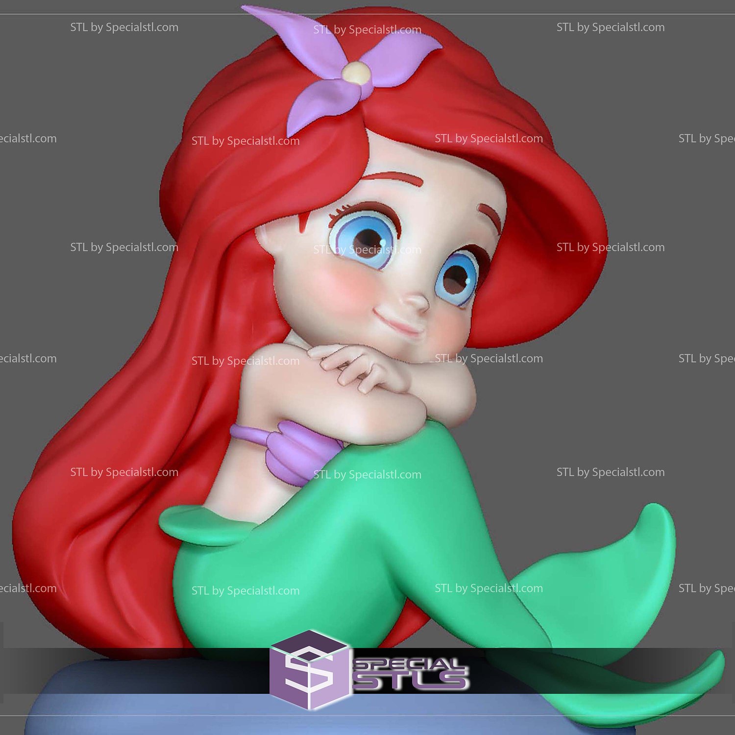 Baby Ariel Little Mermaid 3D Printer Files STL Model — view 2