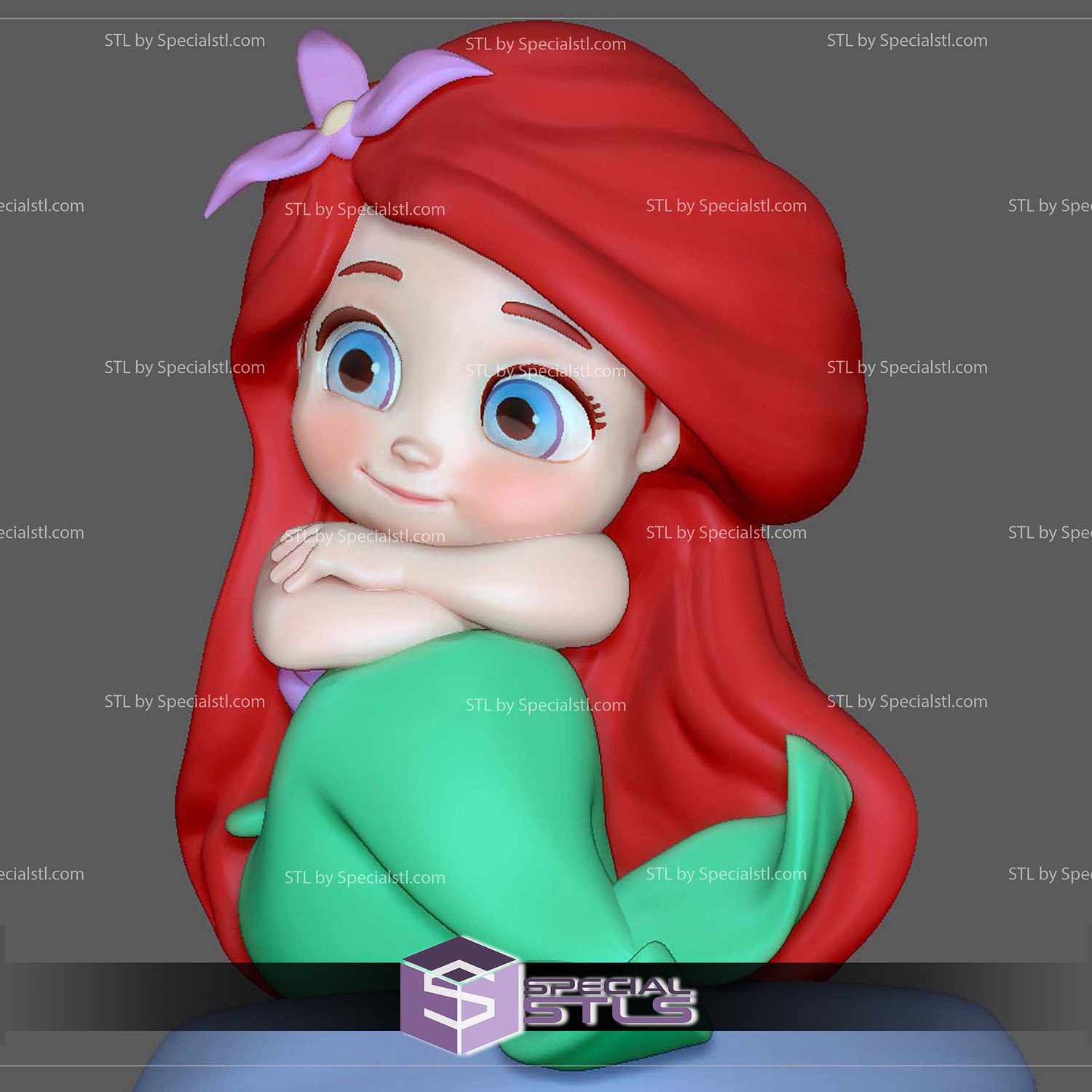 Baby Ariel Little Mermaid 3D Printer Files STL Model — view 4