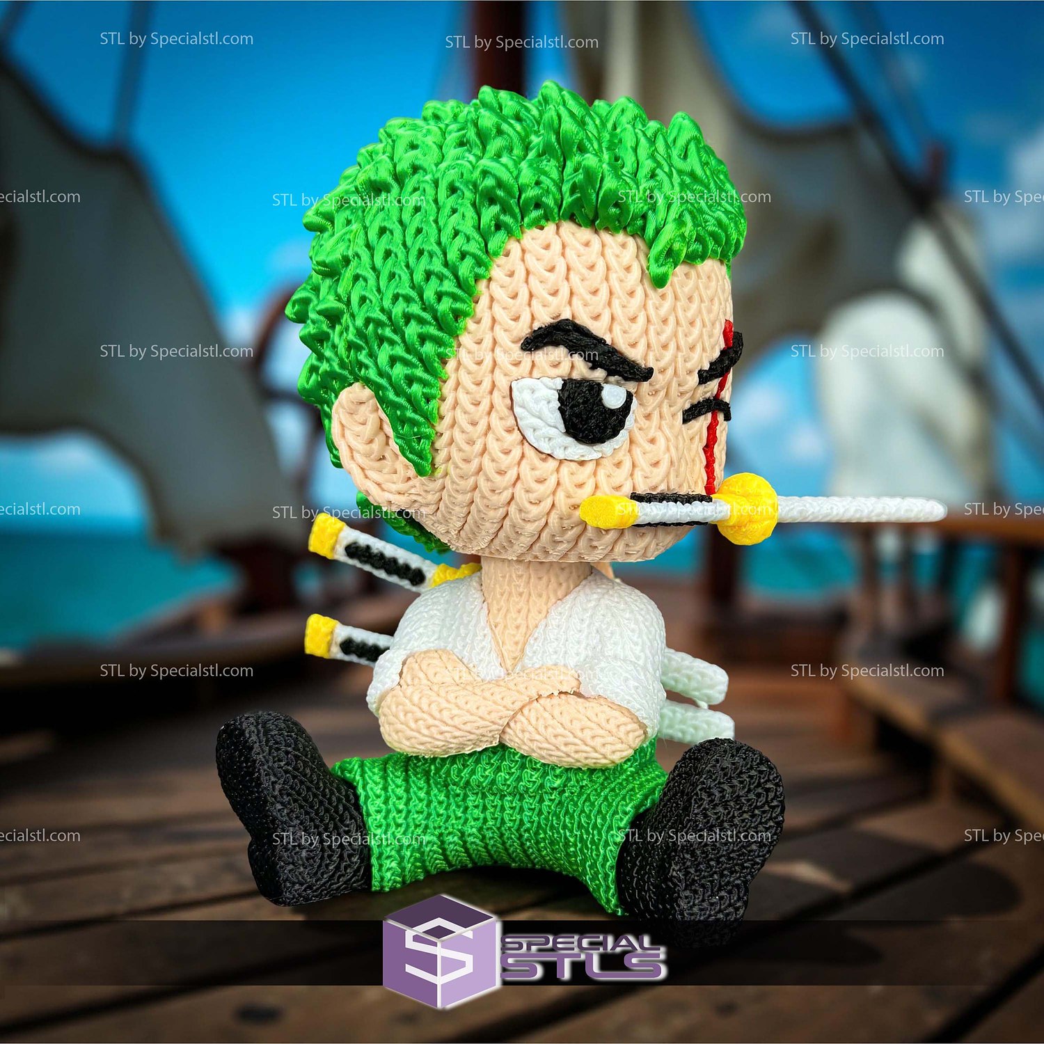 Basic STL Files Zoro Crochet 3D Model — view 3
