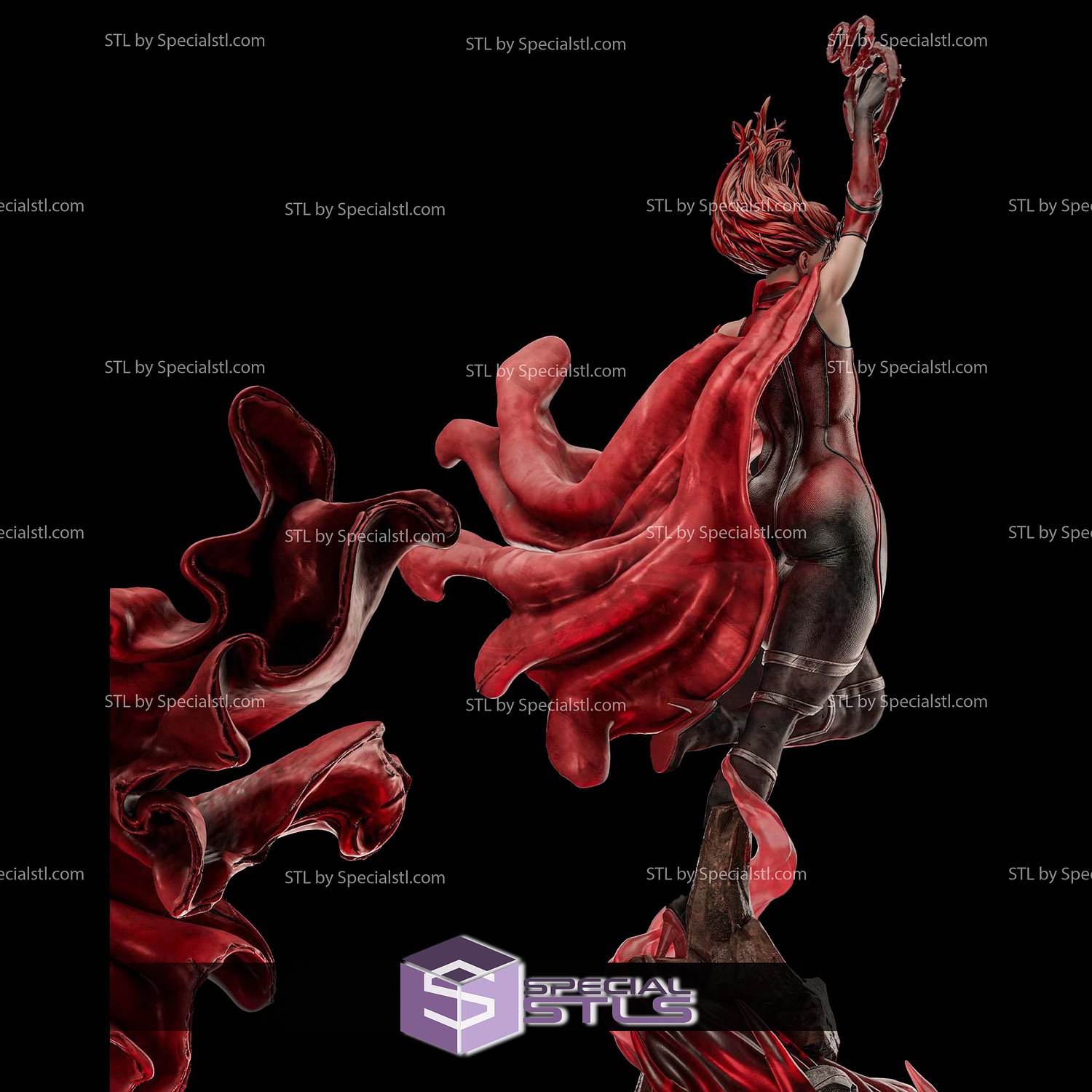 Red Scarlet Witch 3D Model Sculpture STL Model — view 3