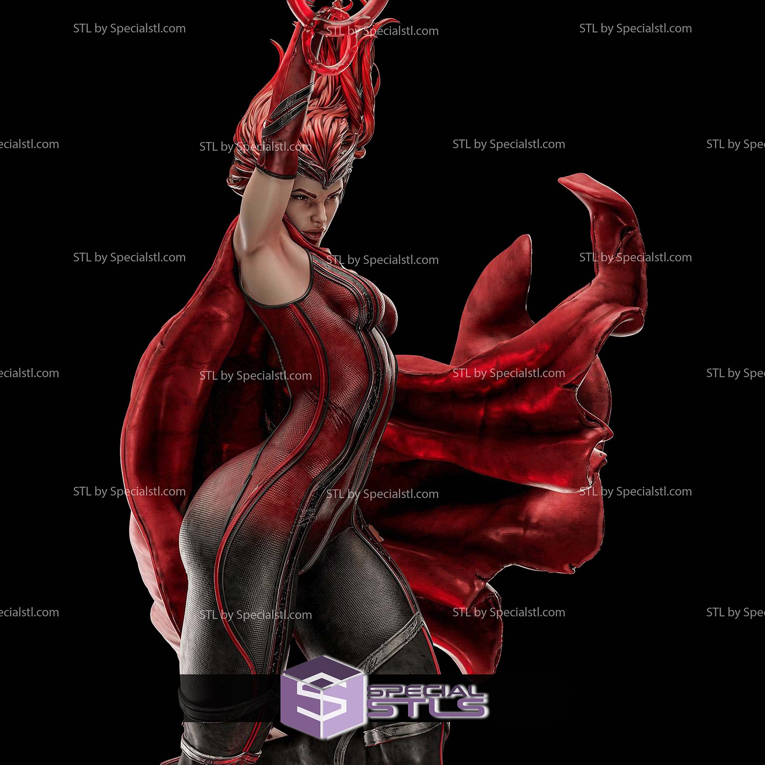 Red Scarlet Witch 3D Model Sculpture STL Model — view 4