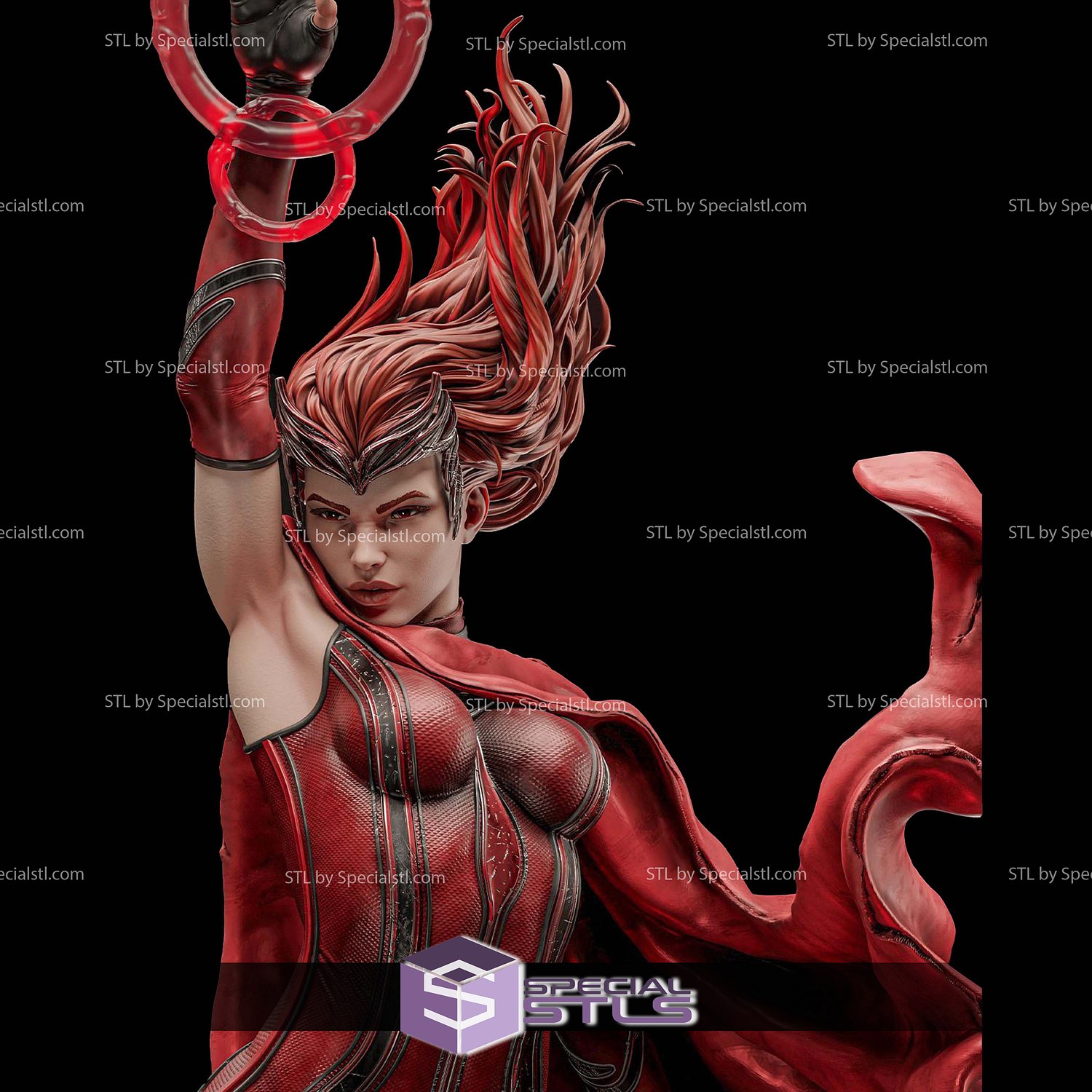 Red Scarlet Witch 3D Model Sculpture STL Model — view 5