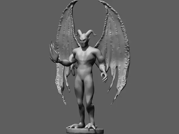 Demon statue with wings 3D OBJ Model