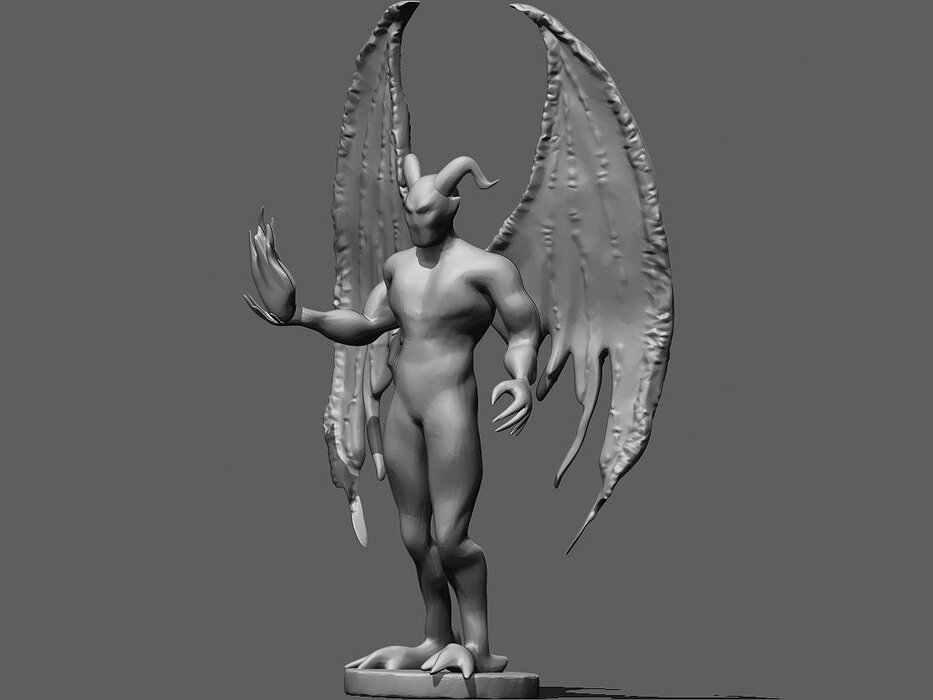 Demon statue with wings 3D OBJ Model — view 2