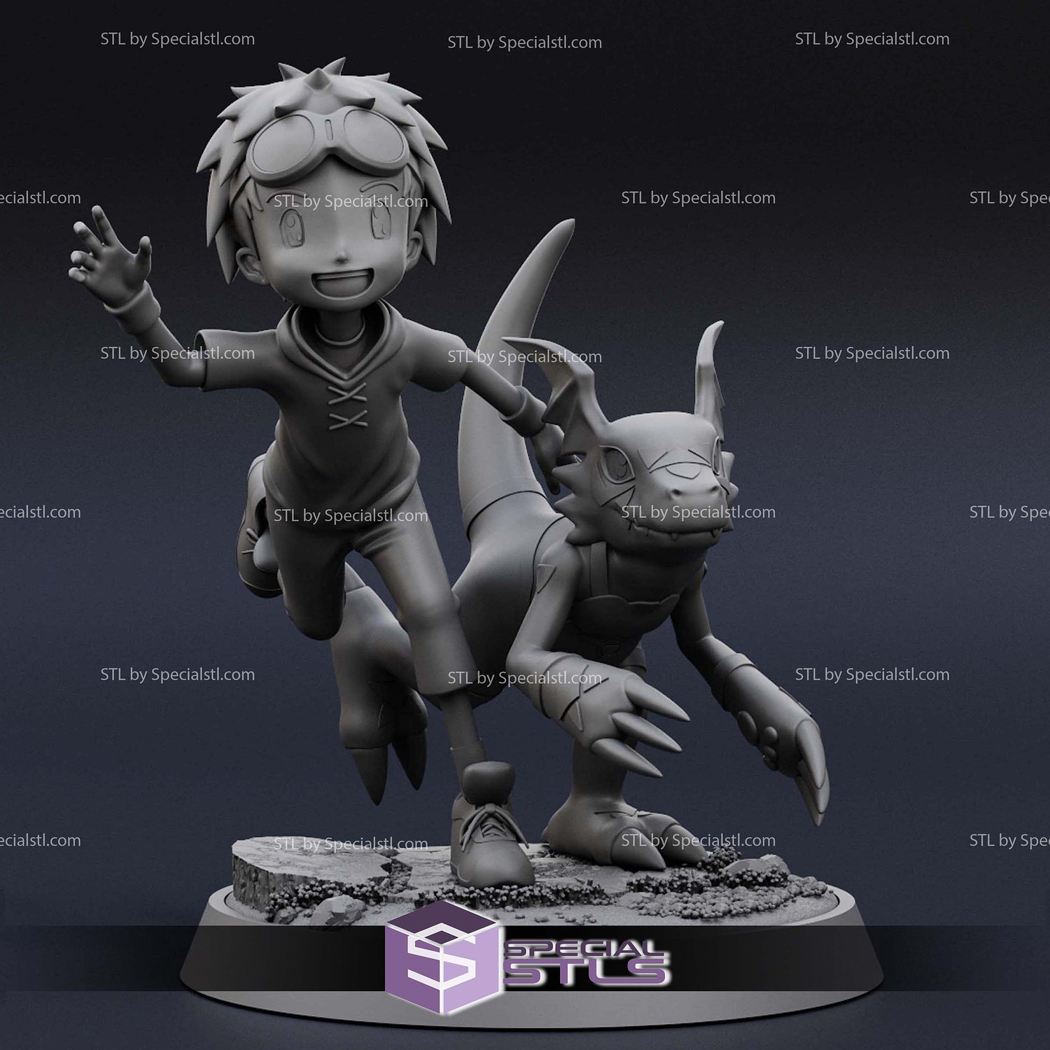 Takato and Guilmon 3D Printer Files STL Model — view 2