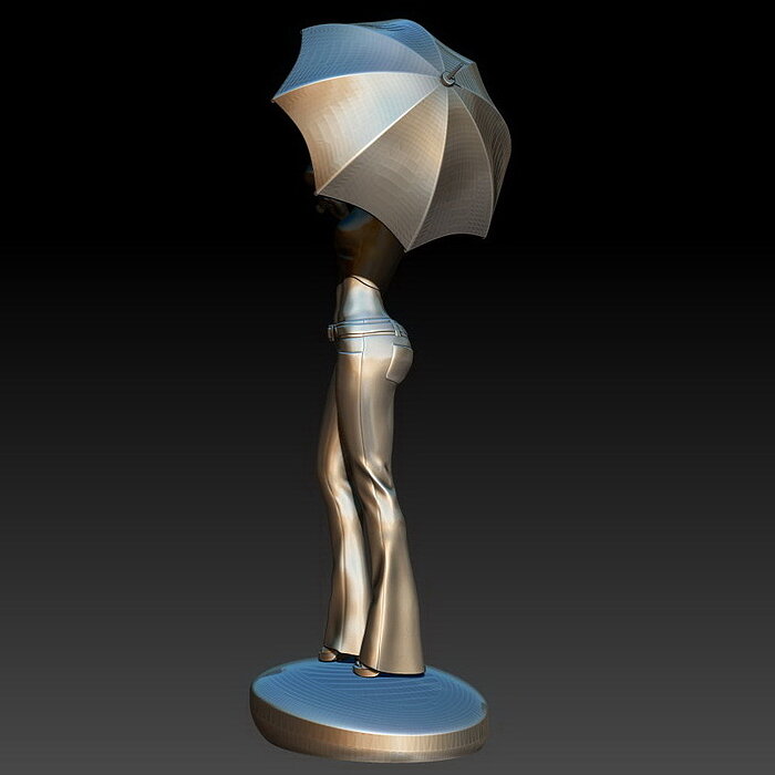 Girl with an umbrella 3D STL Model — view 2