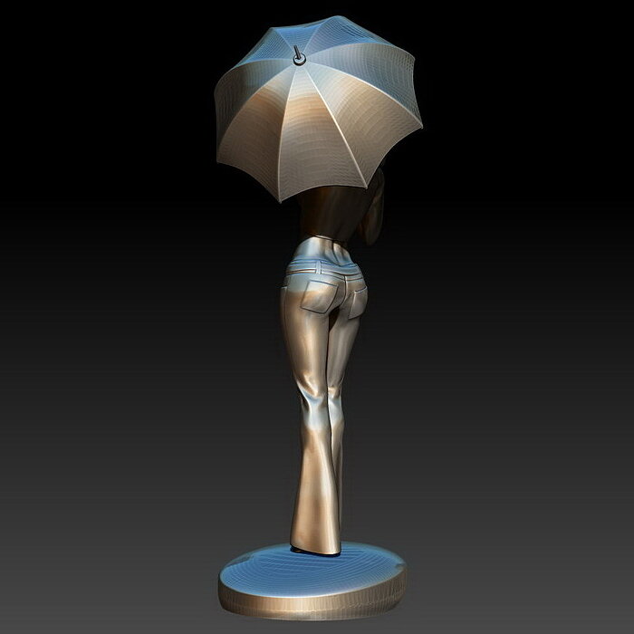 Girl with an umbrella 3D STL Model — view 3