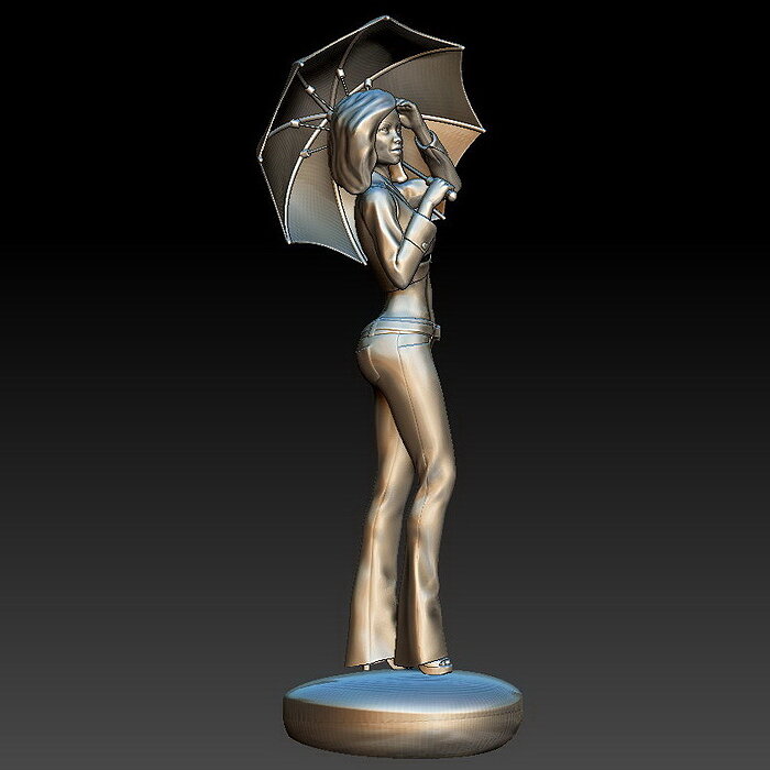 Girl with an umbrella 3D STL Model — view 4