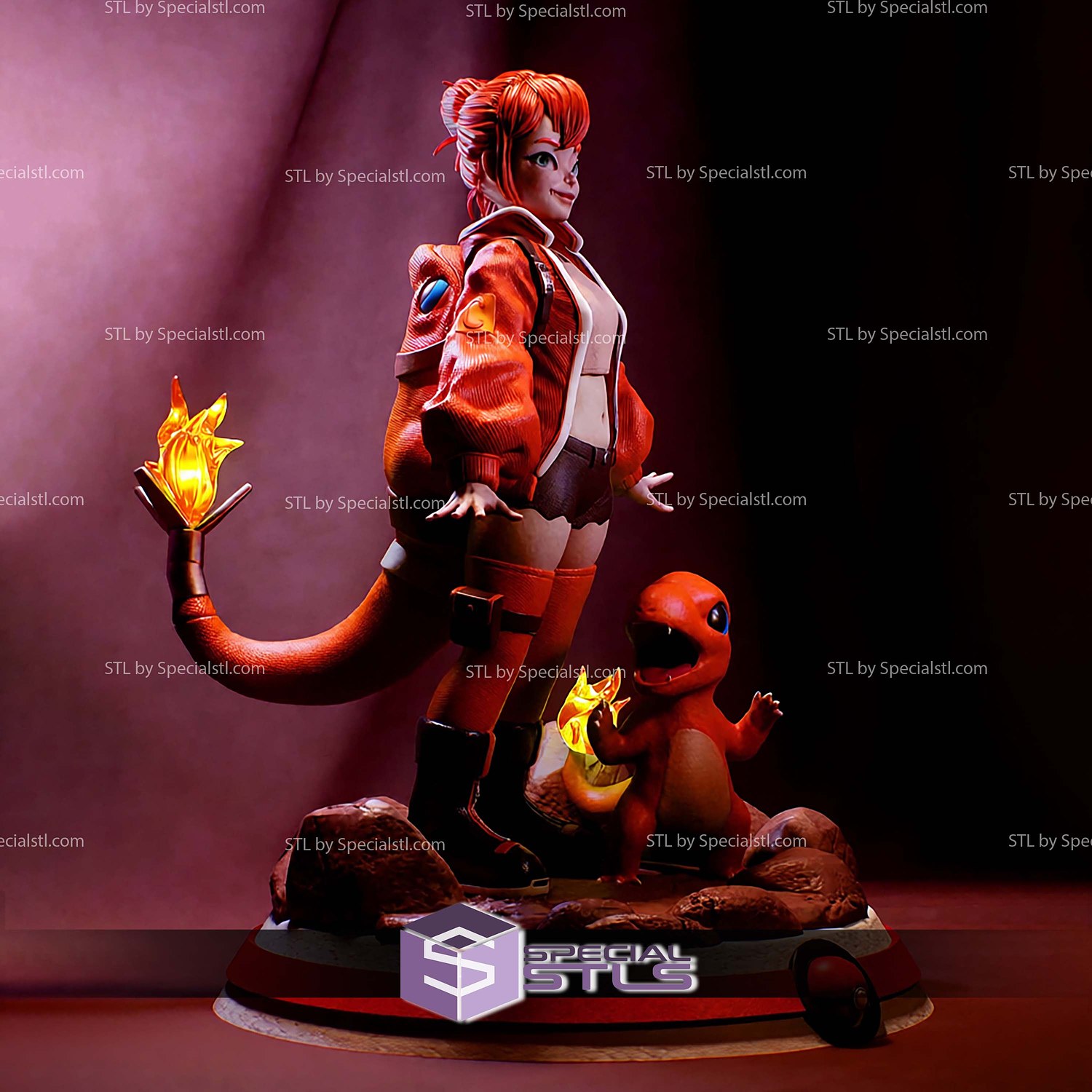 PokeGal Charmander Girl Fanart STL Files 3D Model — view 4