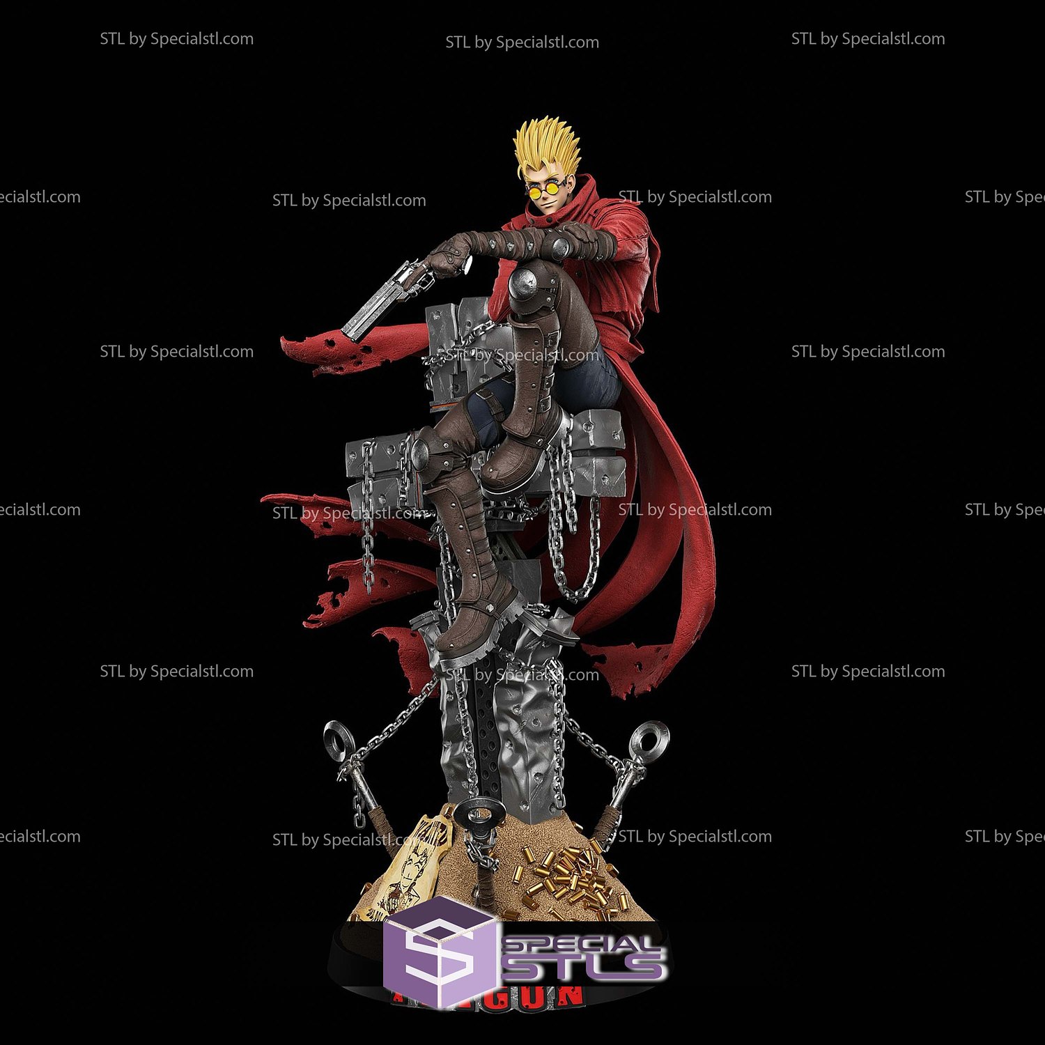 Vash the Stampede on Cross STL Files 3D Model — view 2