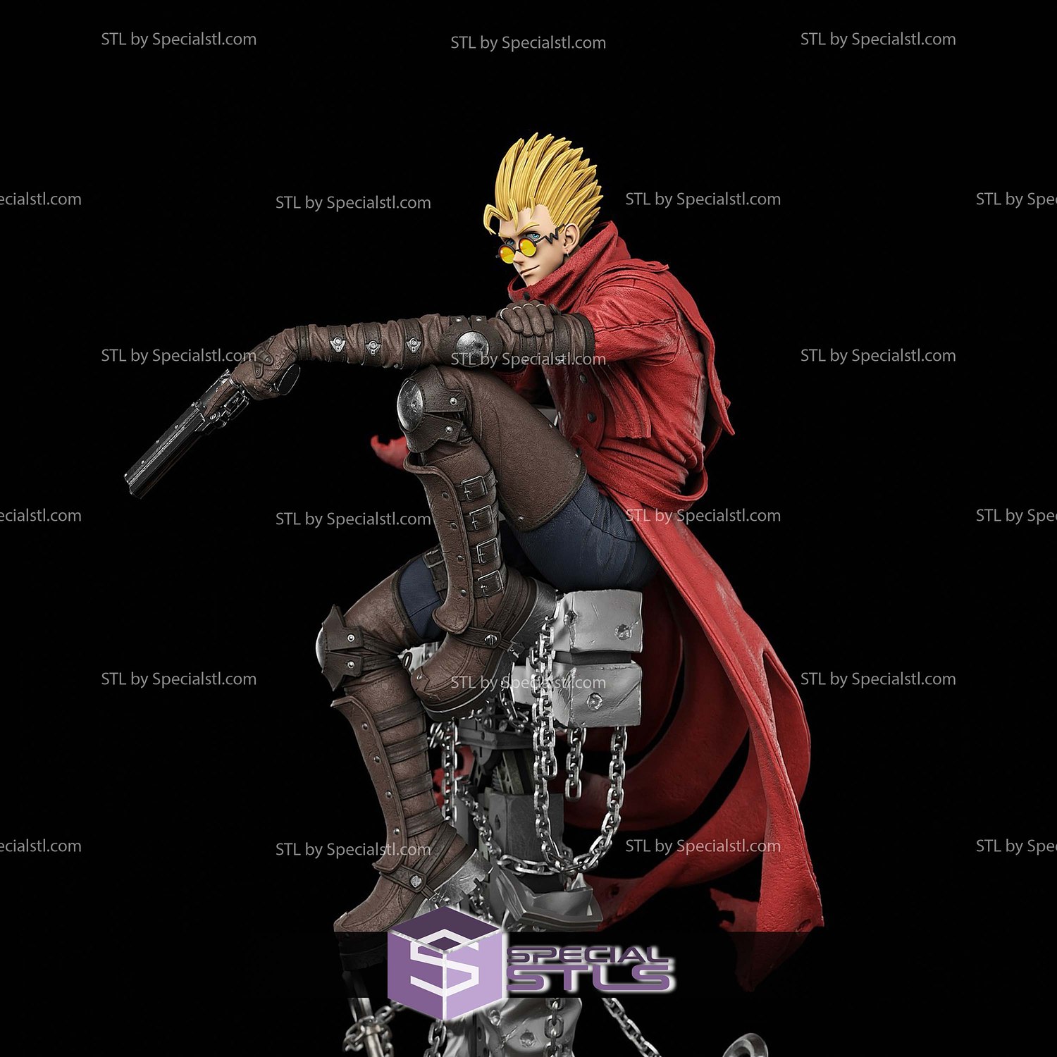 Vash the Stampede on Cross STL Files 3D Model — view 3