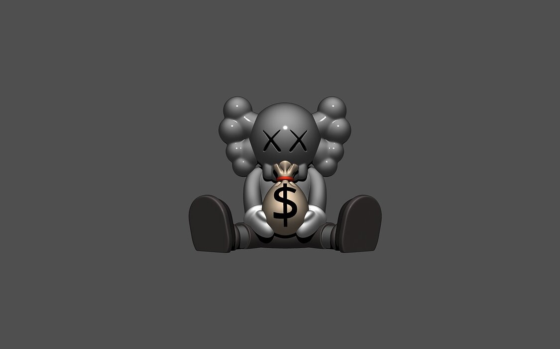 Mini Kaws Cash Bag 3D STL Model — view 5
