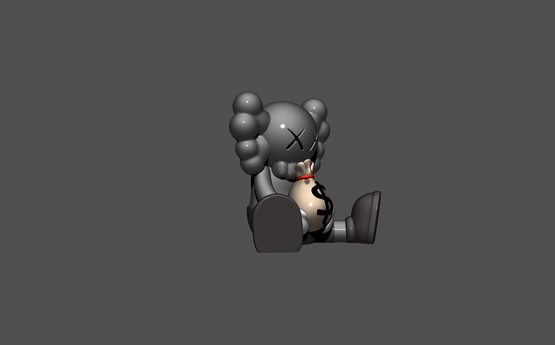 Mini Kaws Cash Bag 3D STL Model — view 6