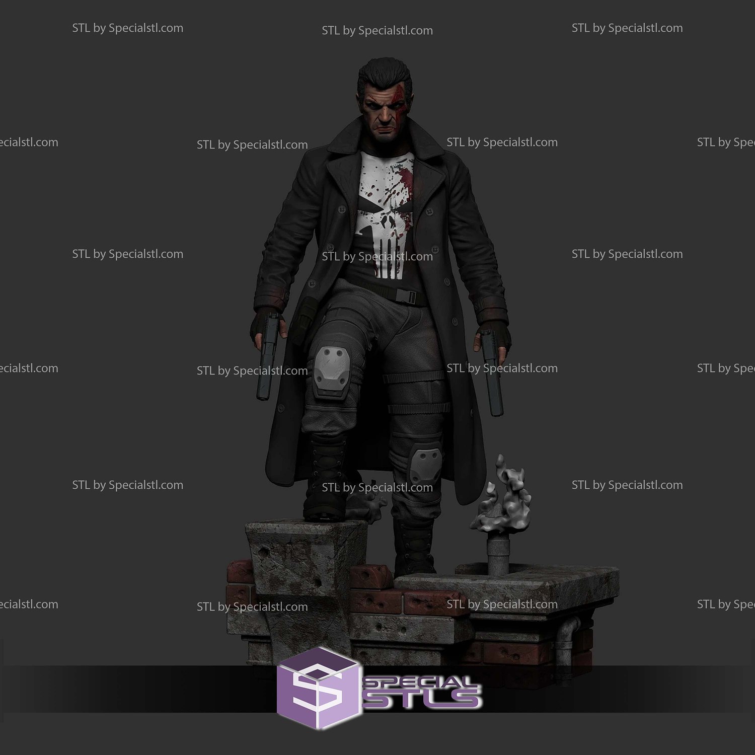 Punisher Frankcastle Chasing STL Files 3D Model — view 2